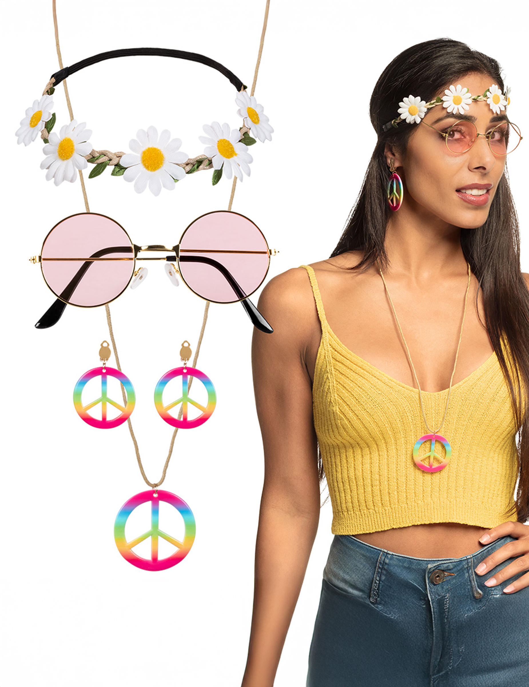 Kit accessoires hippie deluxe adulte