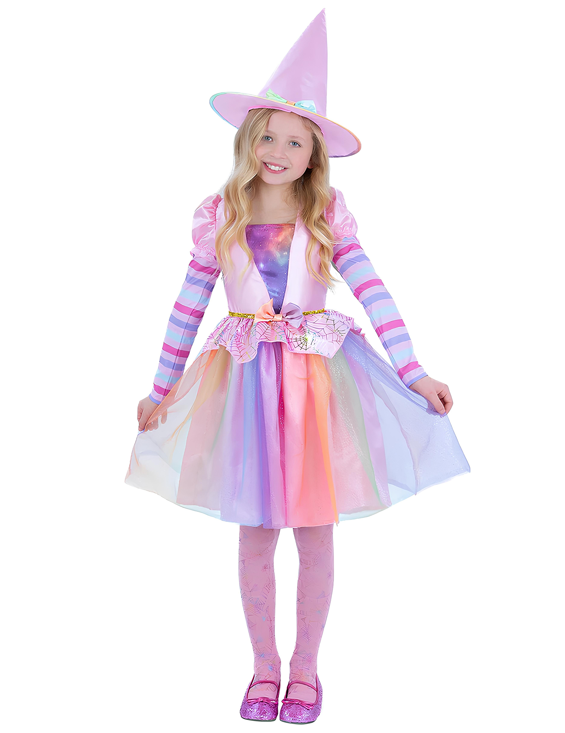 Déguisement de sorcière Arc-en-ciel Pastel fille