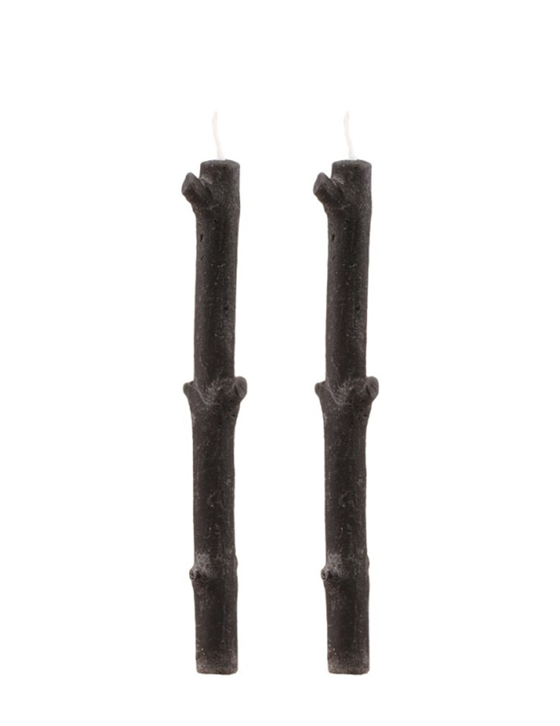 2 Bougies branches d'arbre noires 25 cm