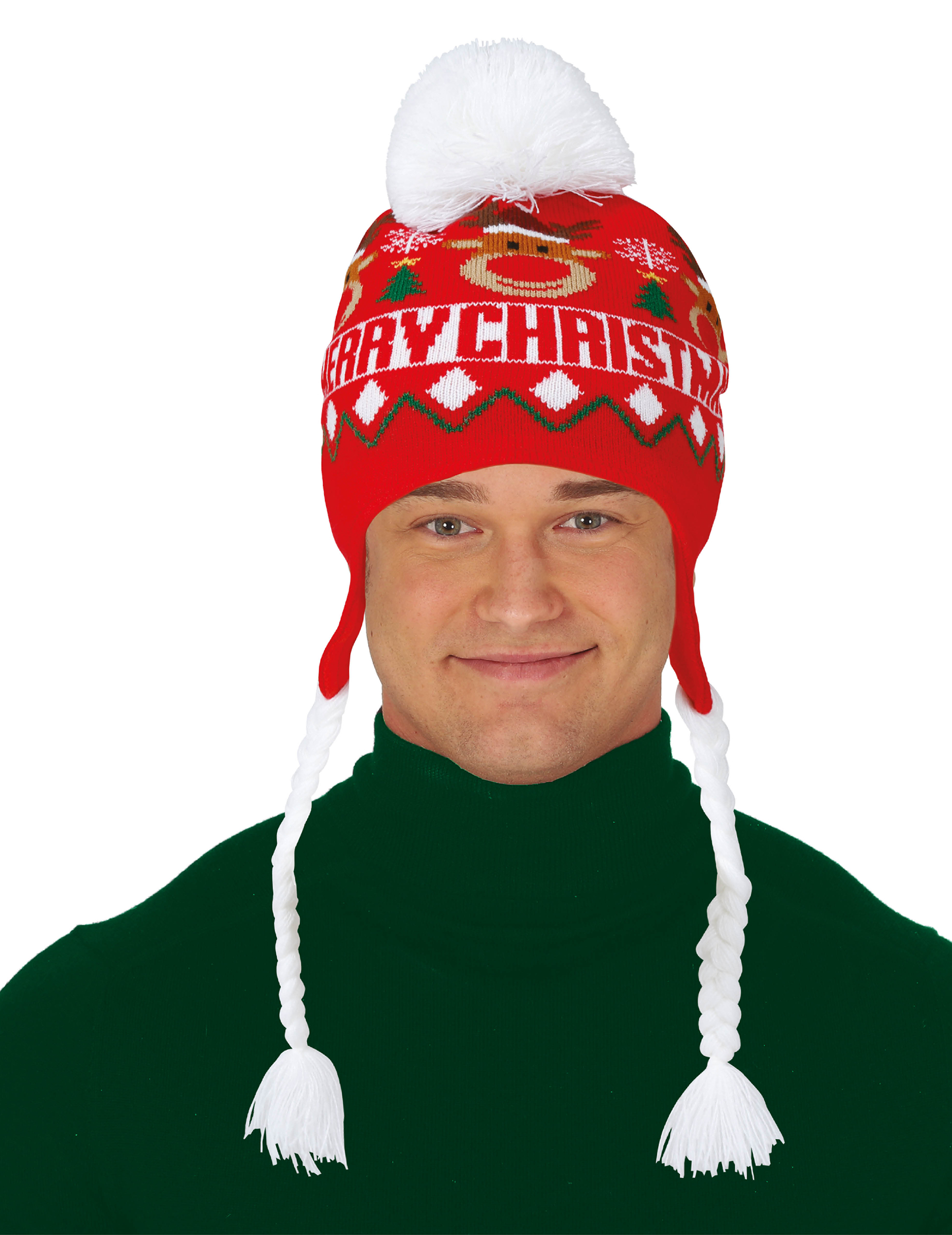 Bonnet rouge à pompon Merry Christmas