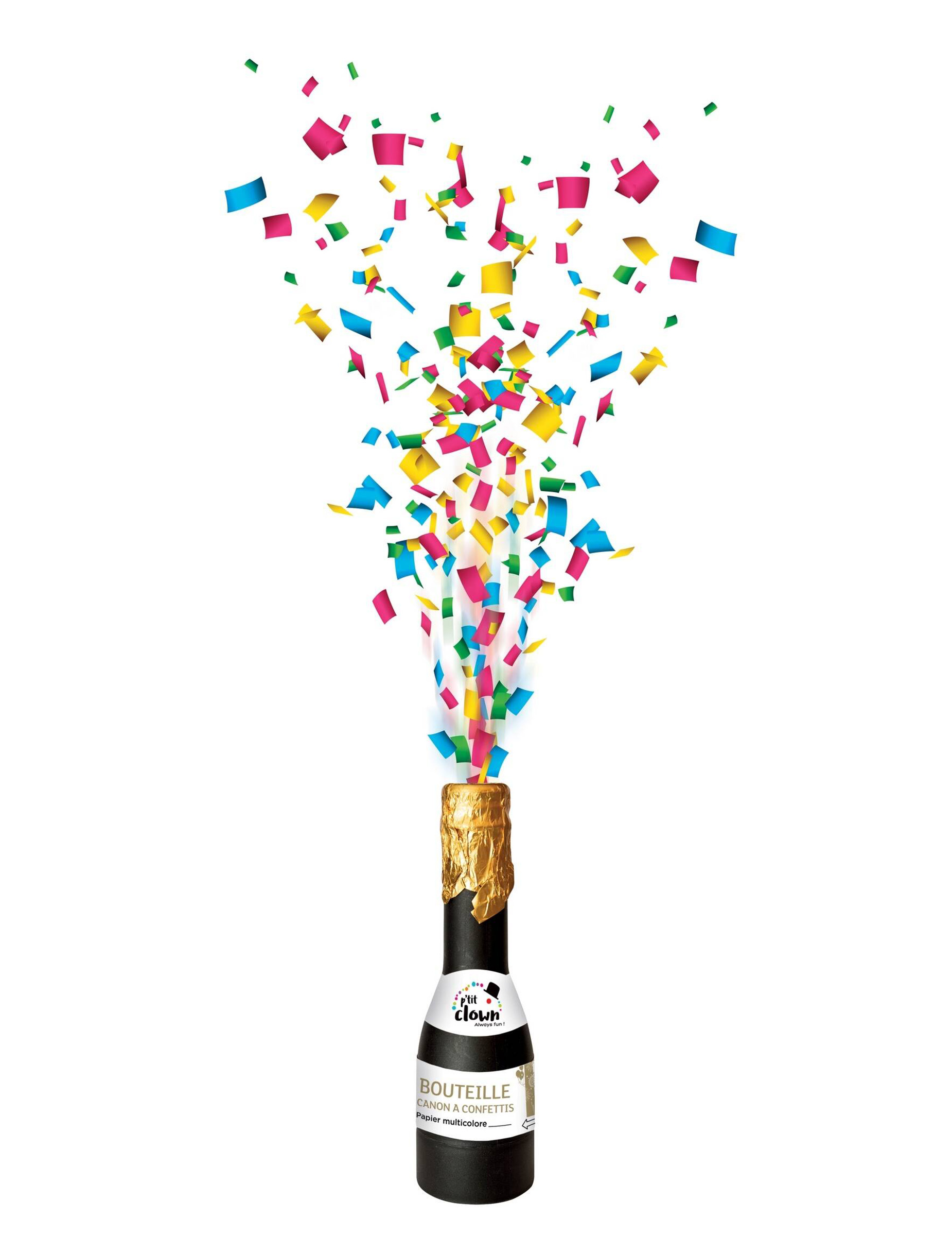 Bouteille canon à confettis multicolore 16 cm