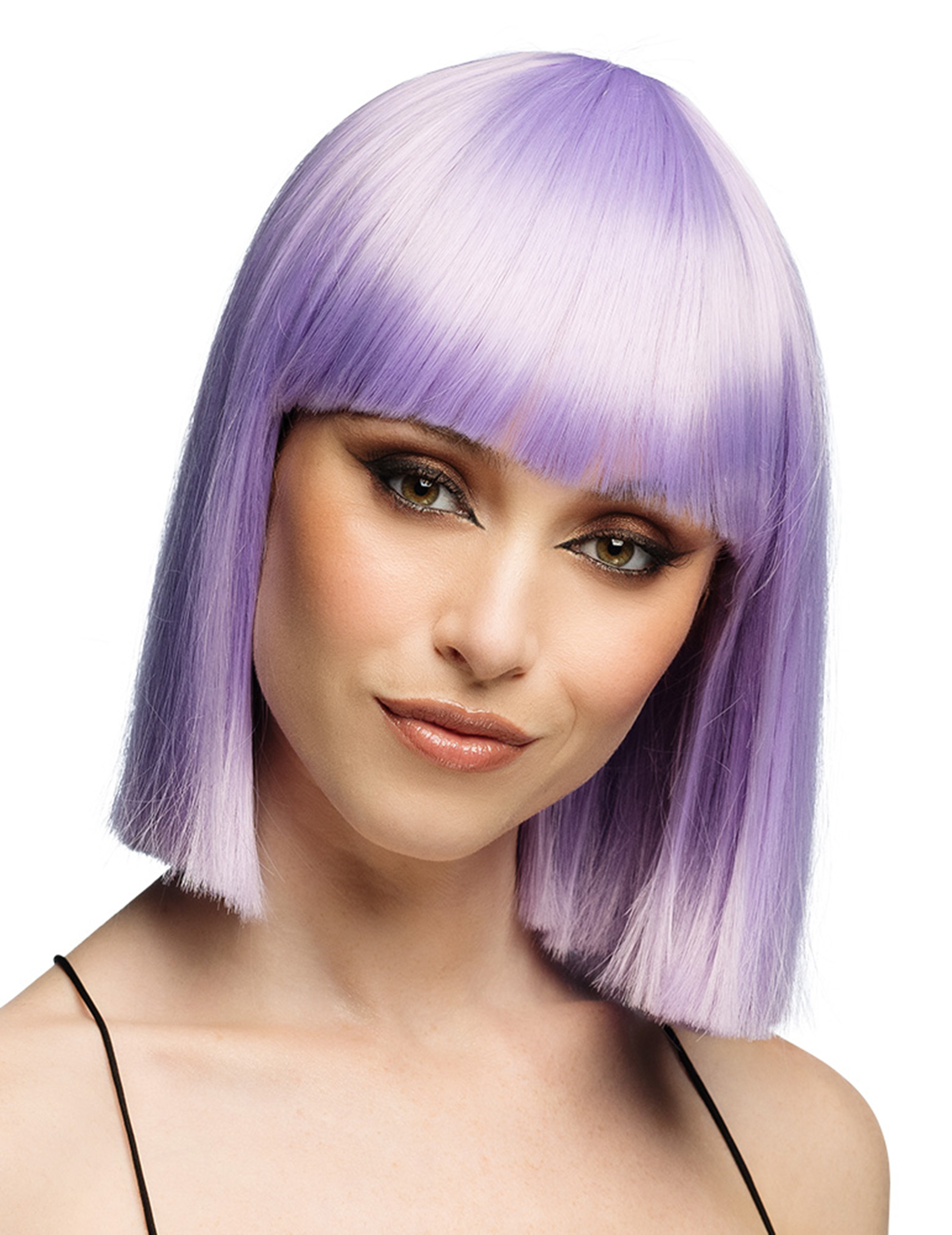 Perruque coiffable carrée lila pastel luxe adulte