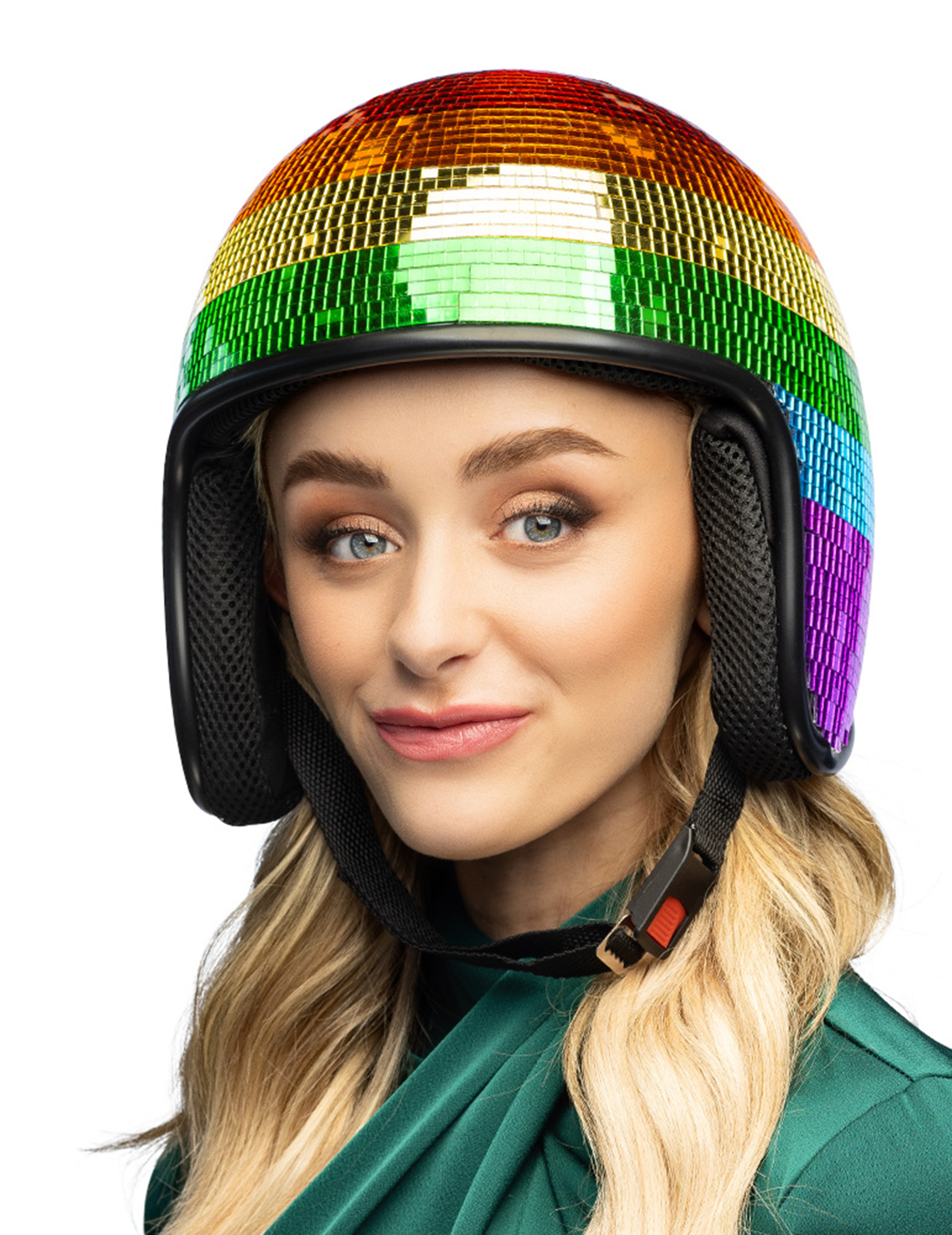 Casque boule à facettes arc en ciel adulte