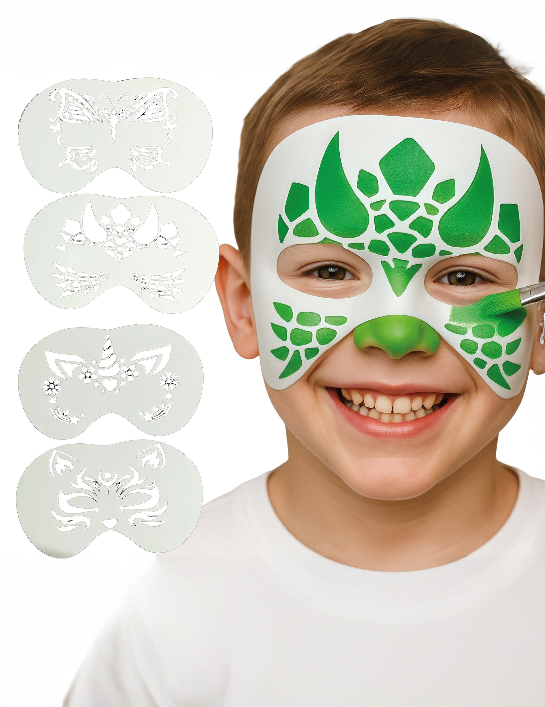 Lot de 4 pochoirs maquillage animaux enfant