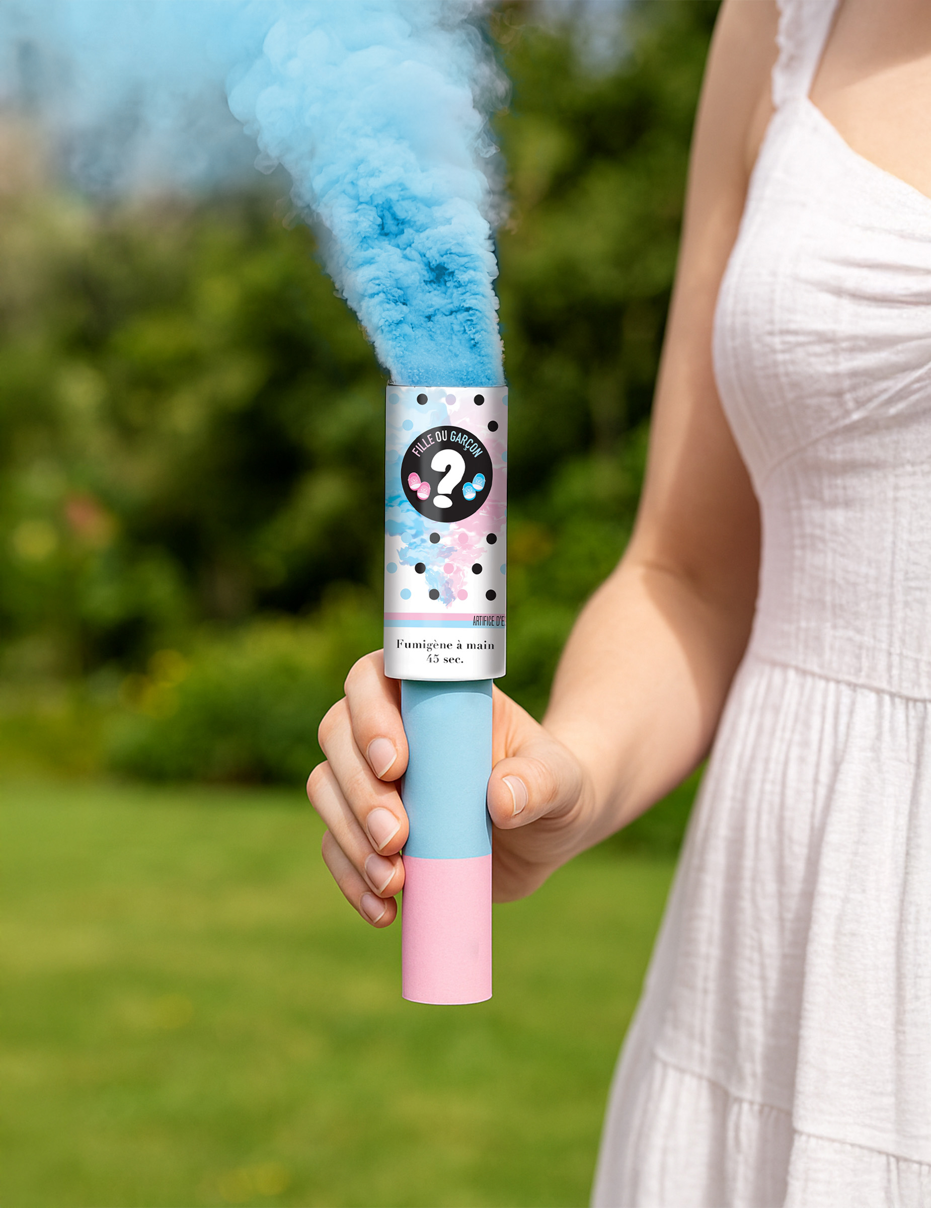 2 Fumigènes à main bleus 45 secondes Gender Reveal