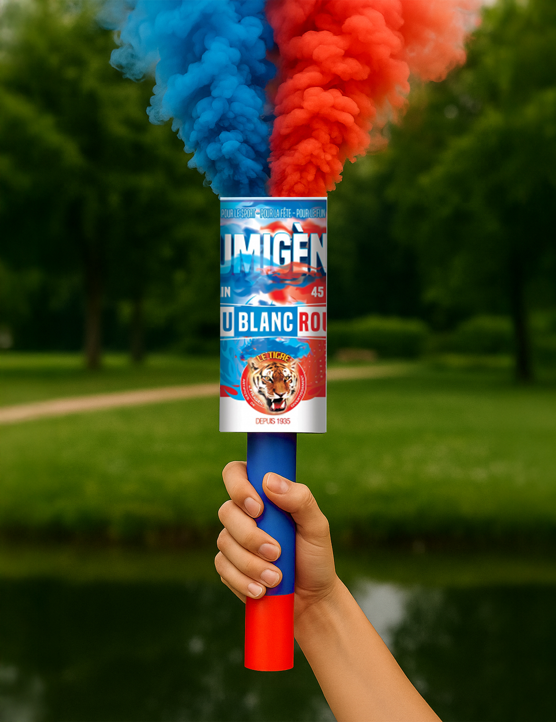2 Fumigènes à main tricolores bleu blanc rouge 45 secondes