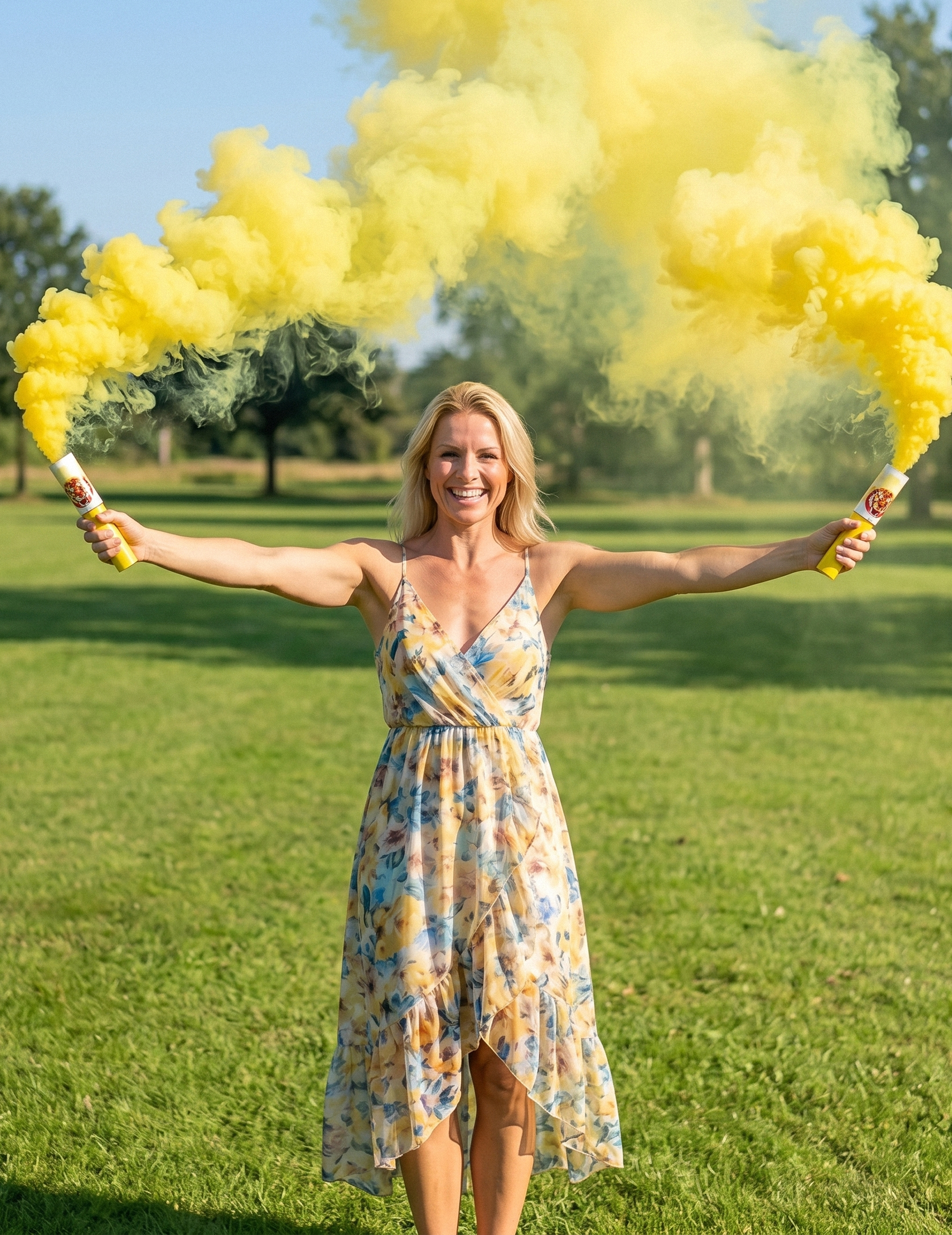 2 Fumigènes à main jaunes 45 secondes