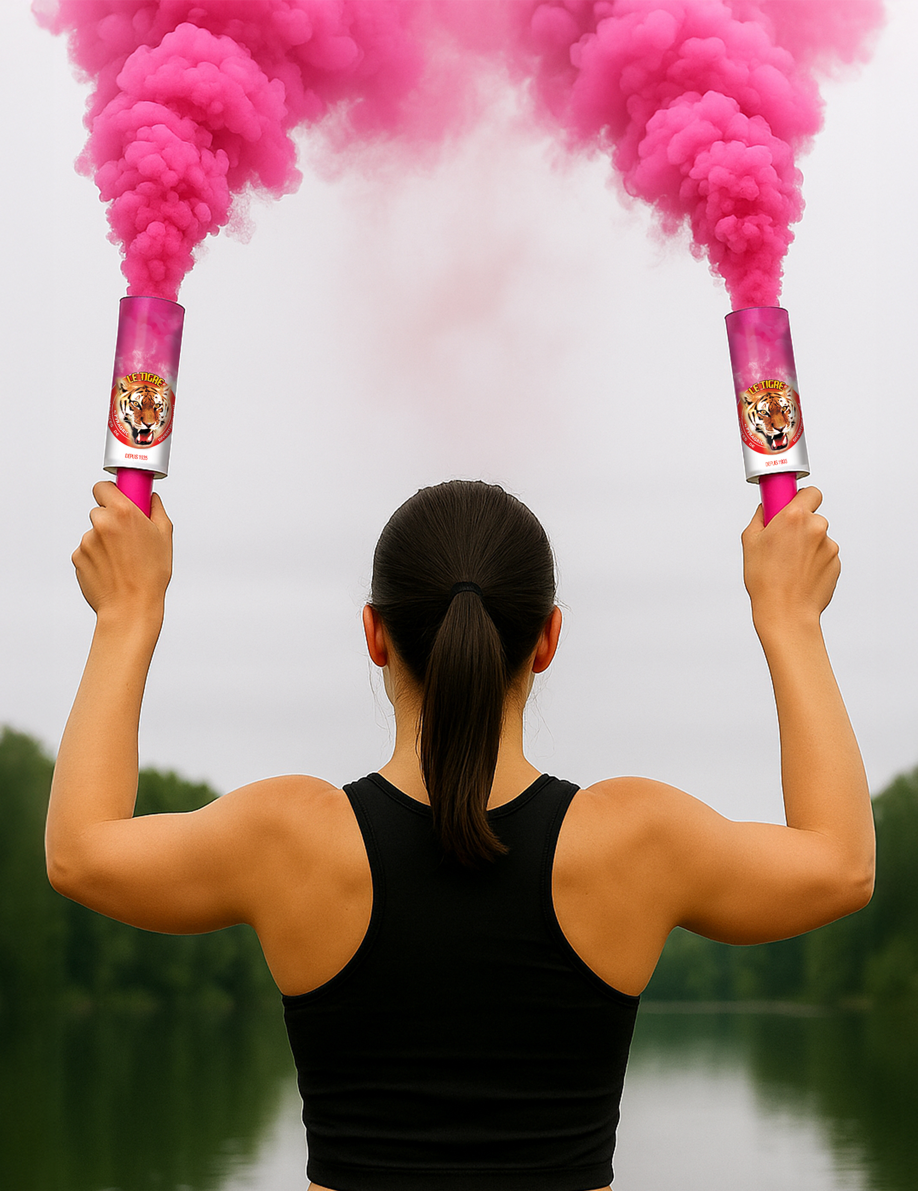 2 Fumigènes à main roses 45 secondes