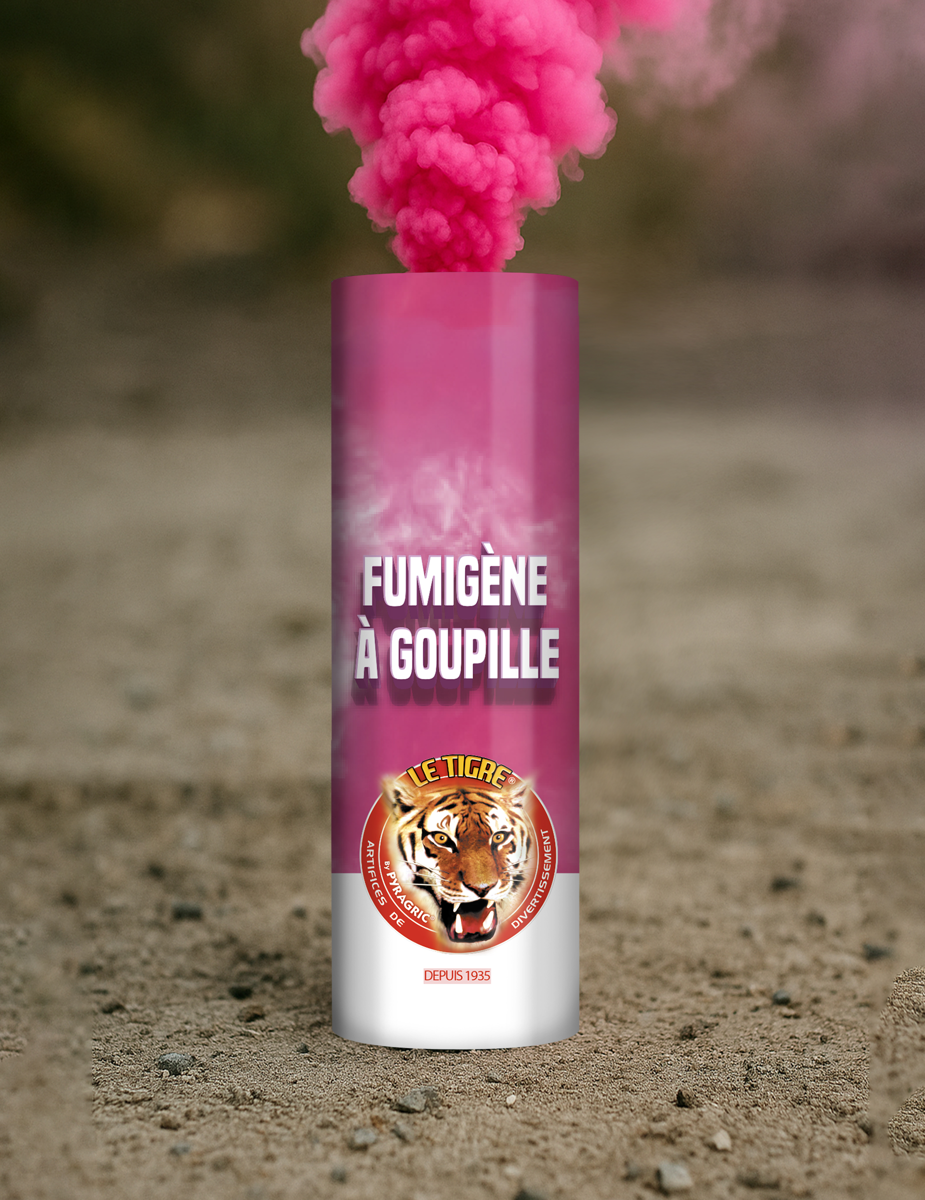 Fumigène à goupille rose 1 minute