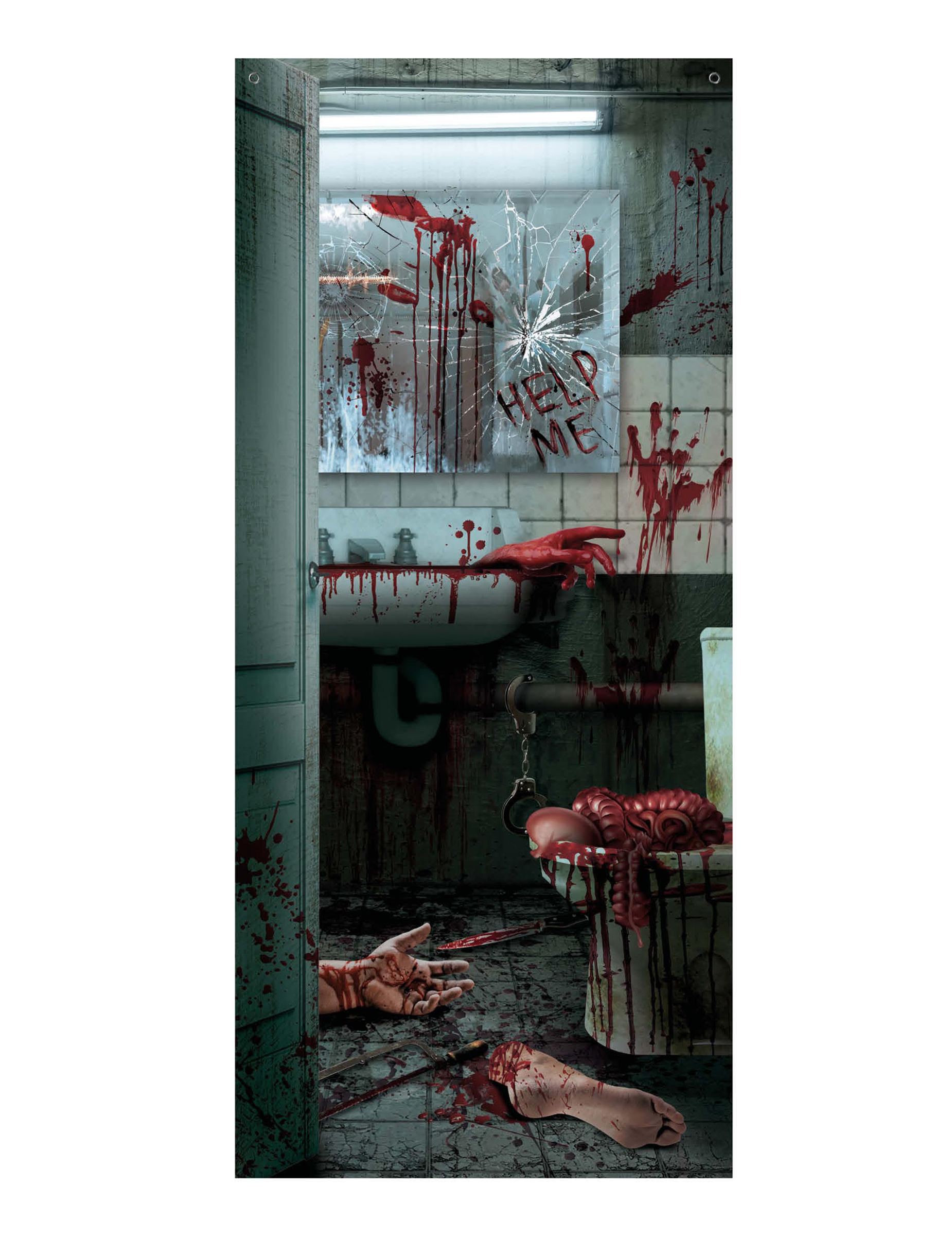 Décoration de porte toilettes sanglantes 80 x 180 cm
