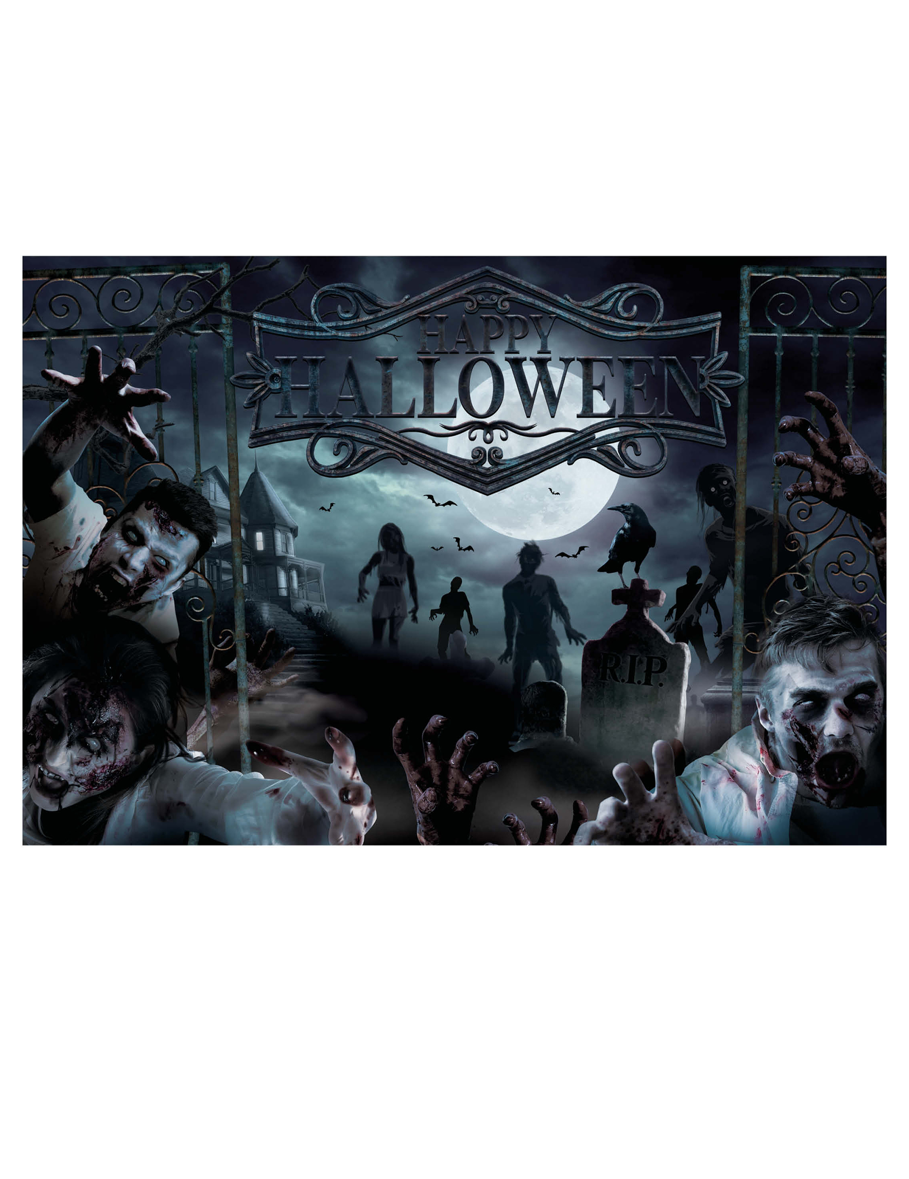 Décoration murale morts vivants Halloween 220 x 150 cm