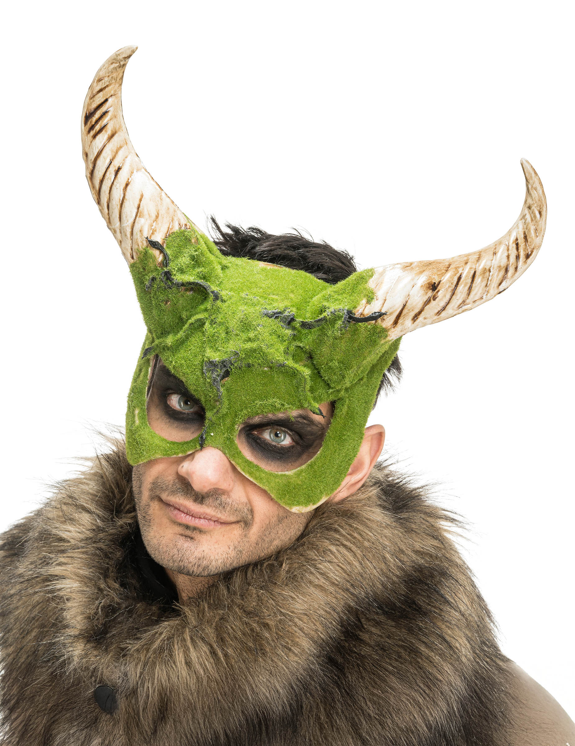 Demi masque de Bête à cornes avec effet mousse