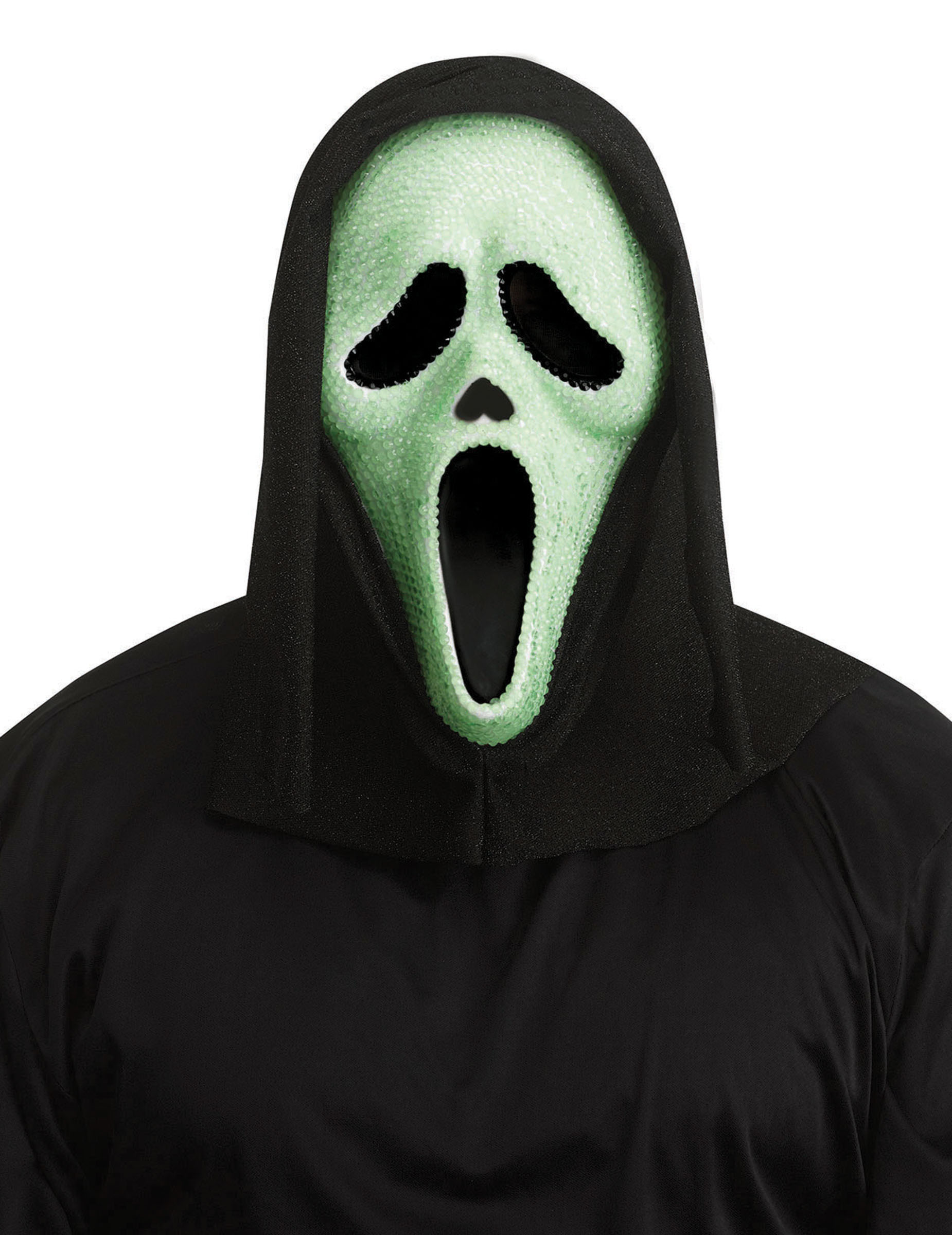 Masque Scream phosphorescent à strass adulte