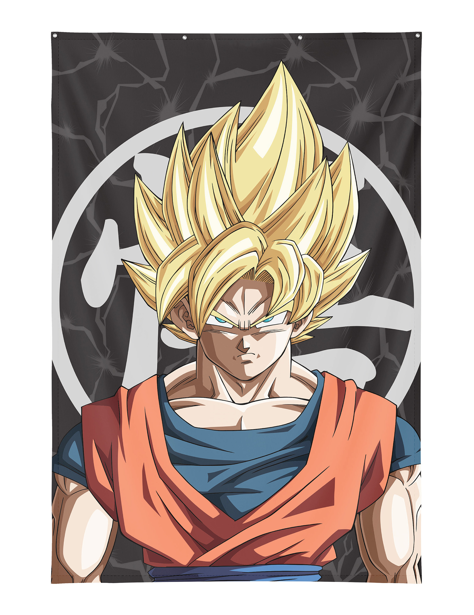 Décoration Murale Son Goku Super Saiyan Dragon Ball Z 125×85 cm avec  illets métalliques