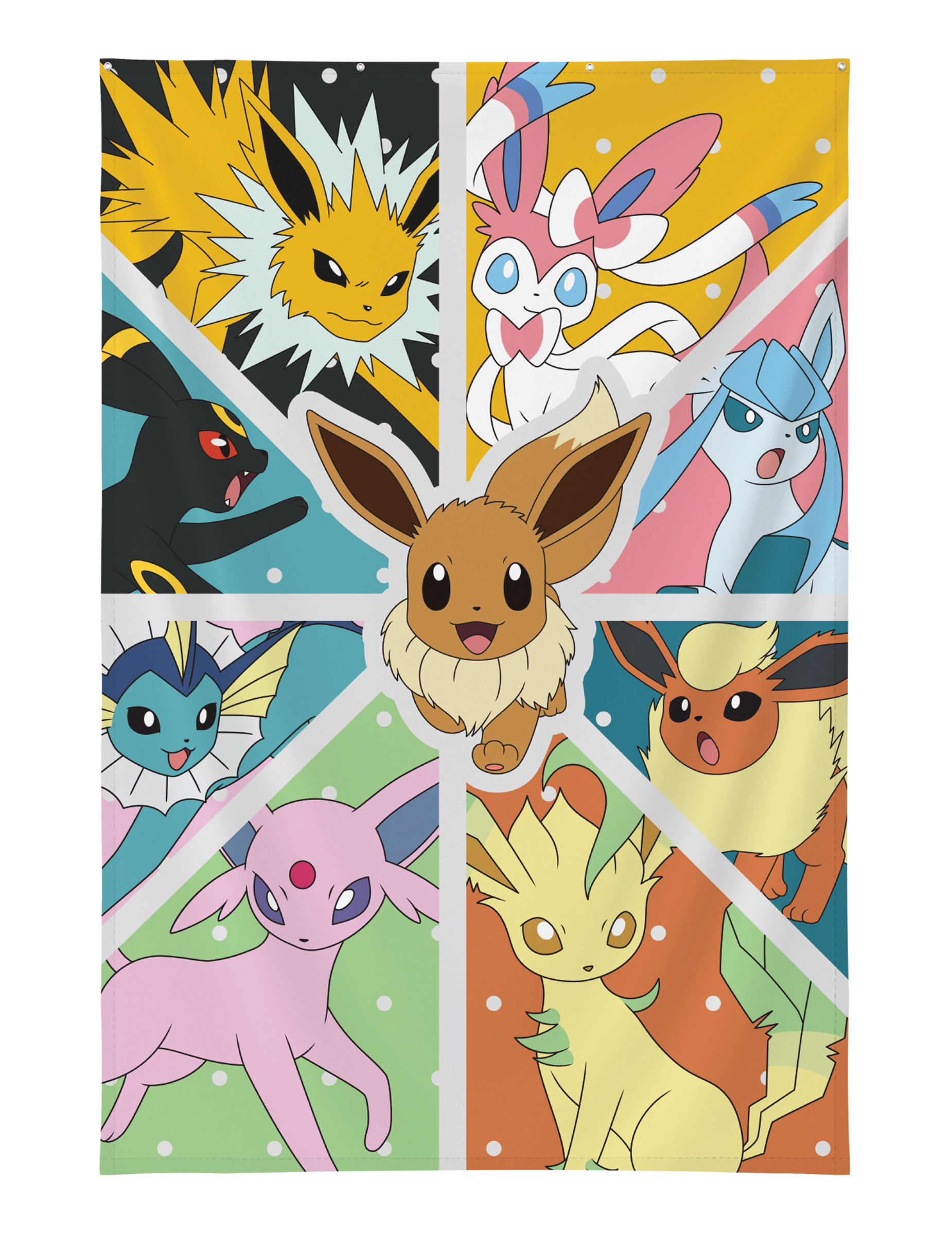 Décoration Murale Pokémon Évoli Transformations 125×85 cm avec  illets métalliques