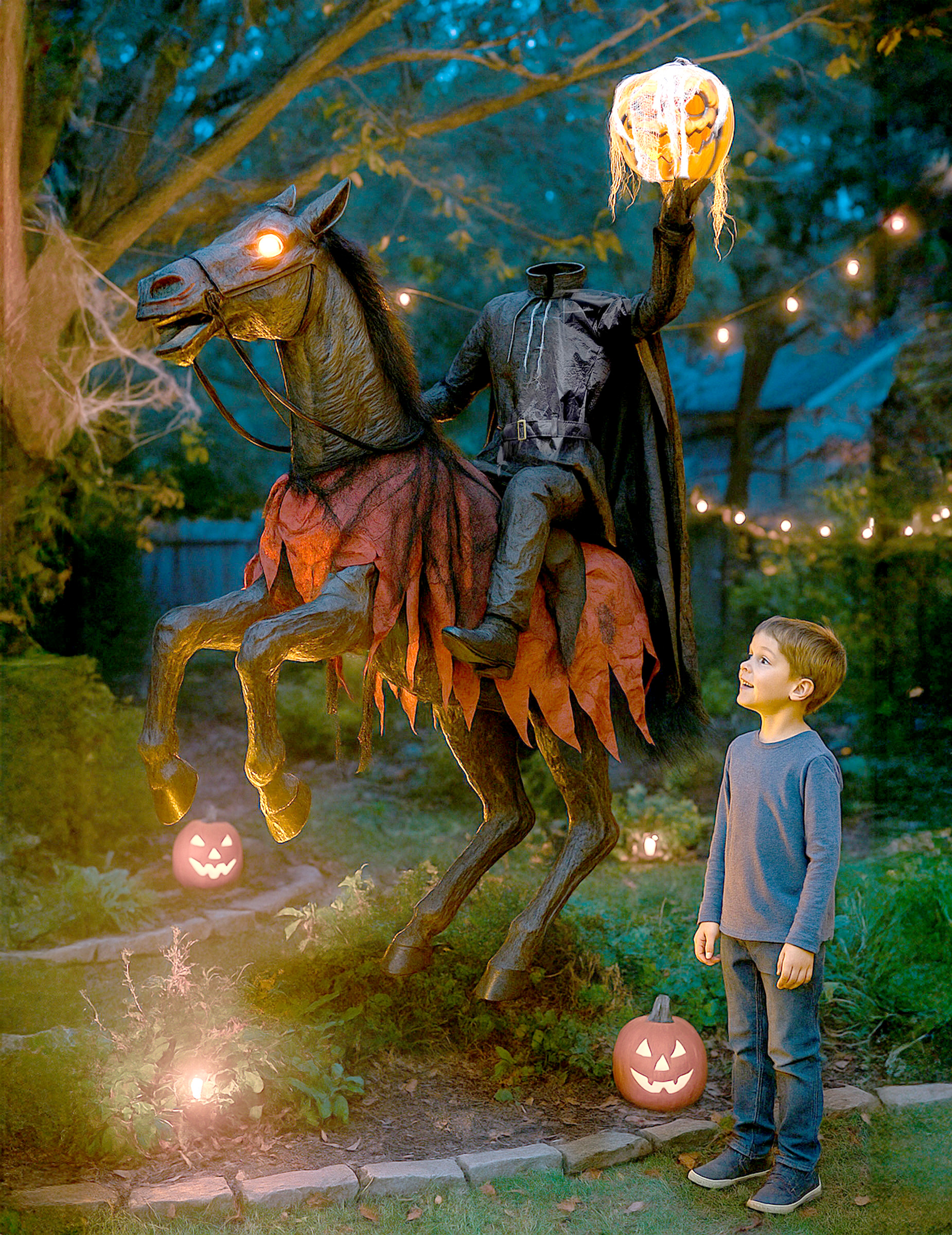 Décoration Animée Cavalier Sans Tête 210 cm