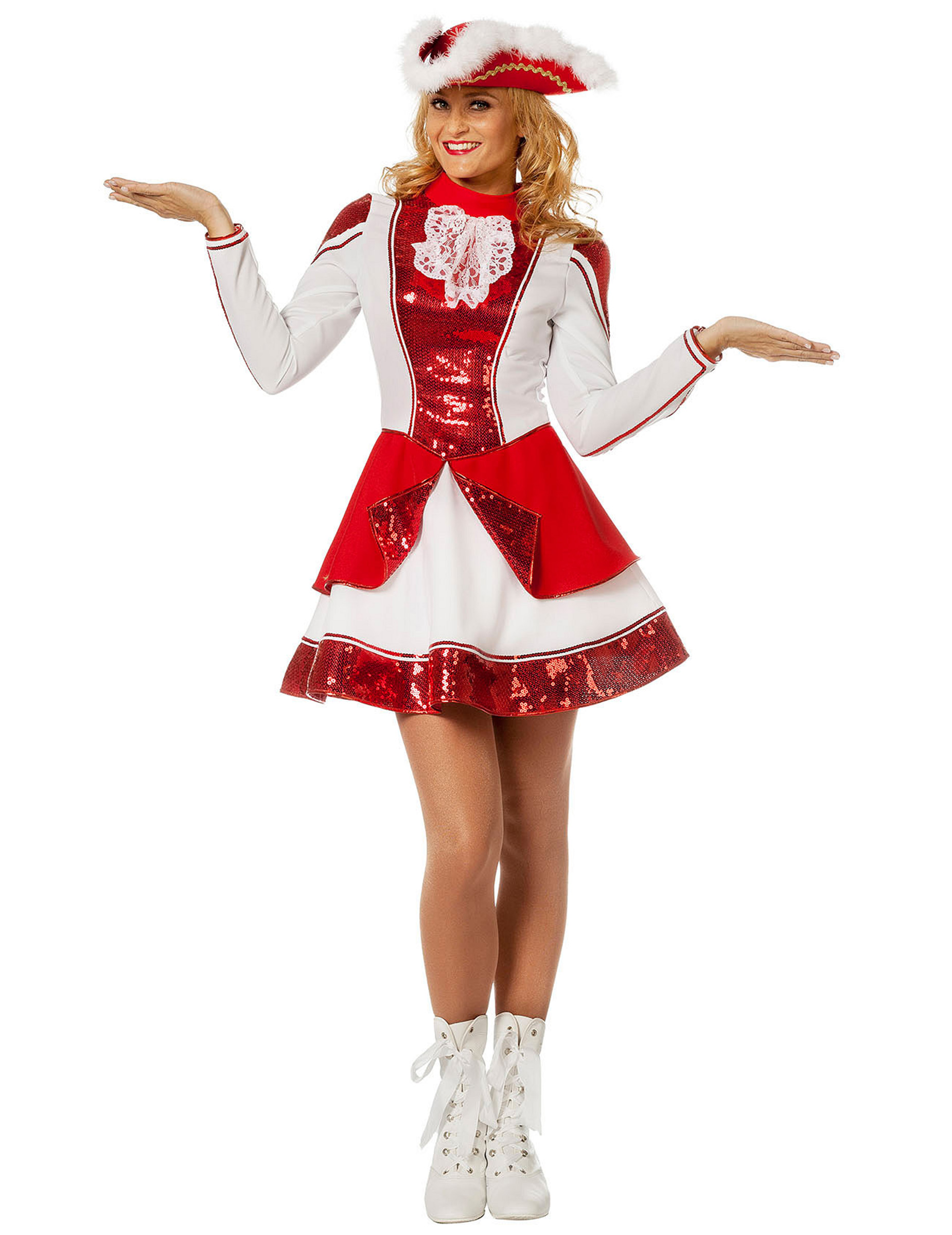 Déguisement majorette rouge et blanc femme