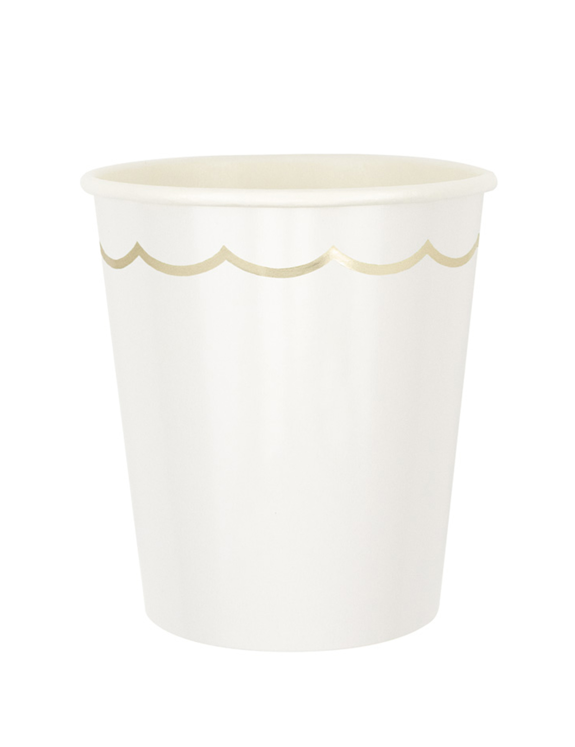 8 Gobelets en carton festonnés blancs et or 200ml