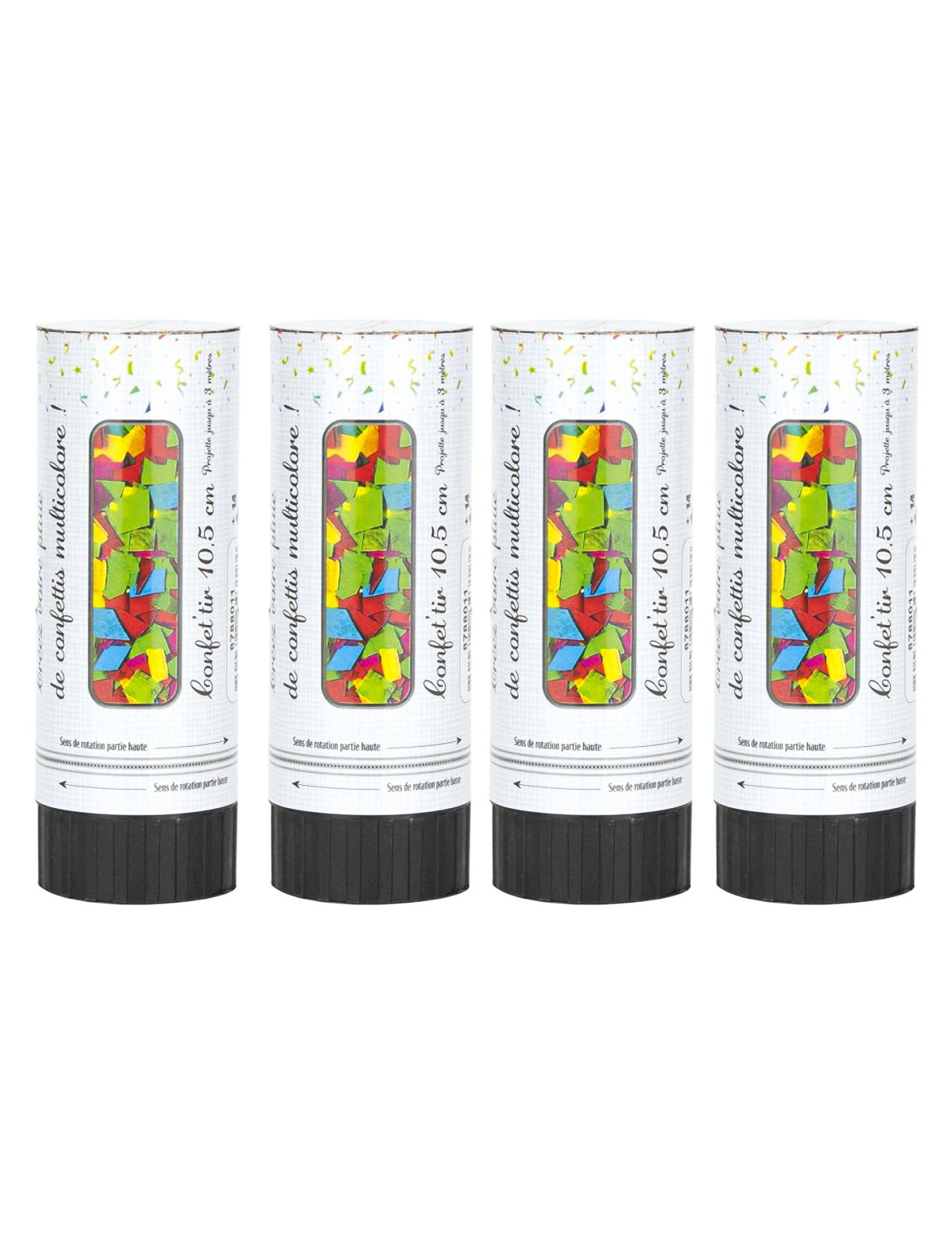 4 Canons à confettis multicolores 10,5 cm