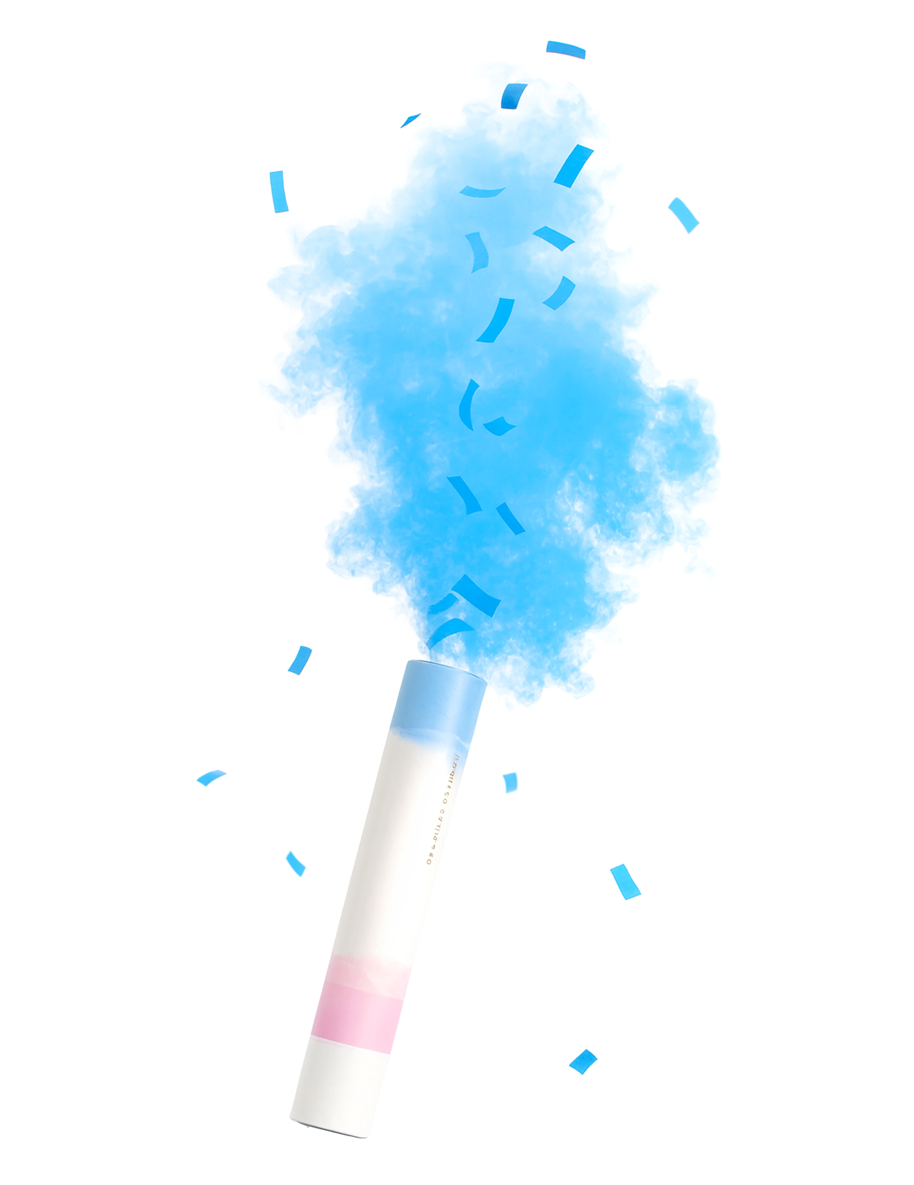 Canon à poudre et confettis bleus 30 cm