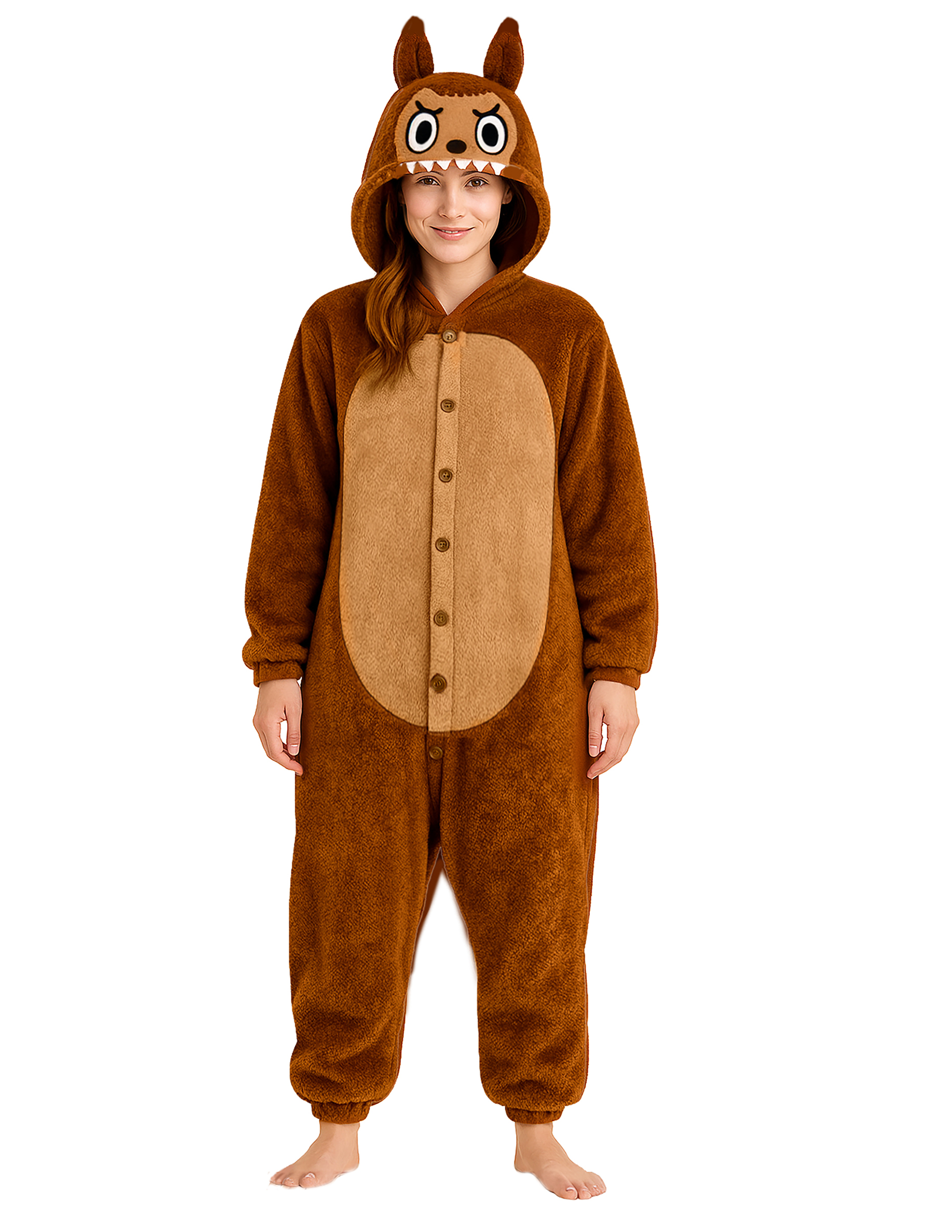 Déguisement peluche monstre marron femme