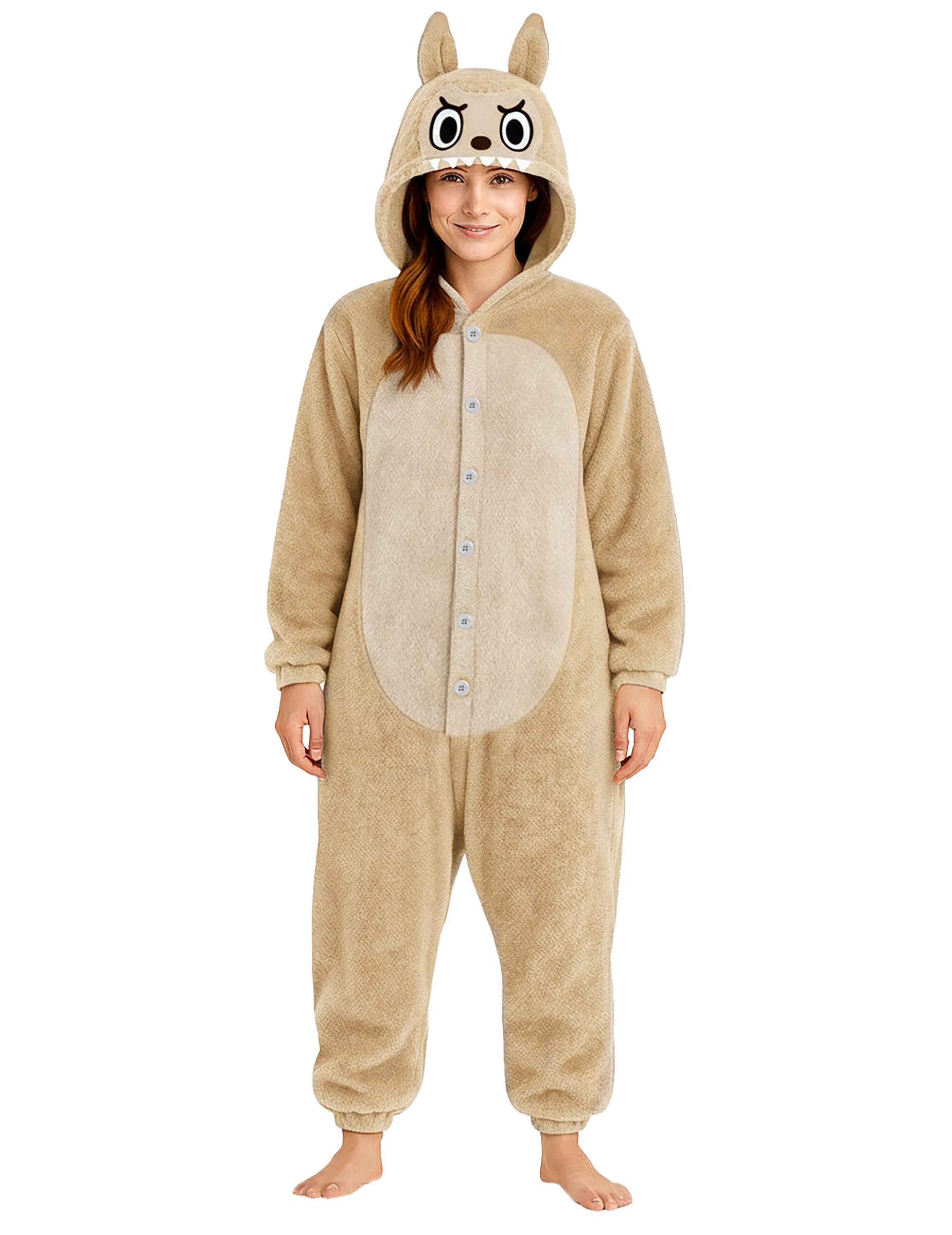 Déguisement peluche monstre beige femme