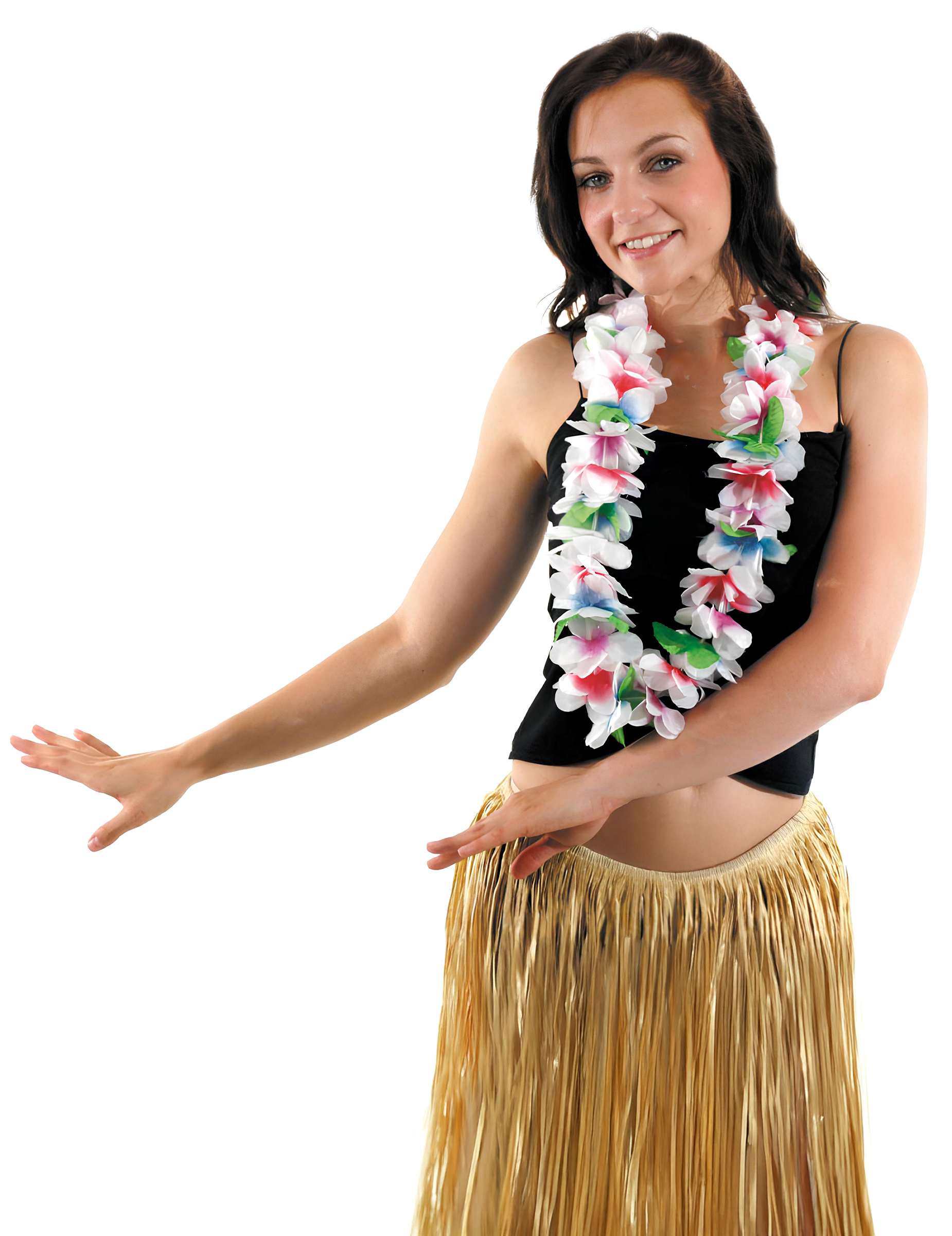 Collier Hawaï à grosses fleurs blanches adulte