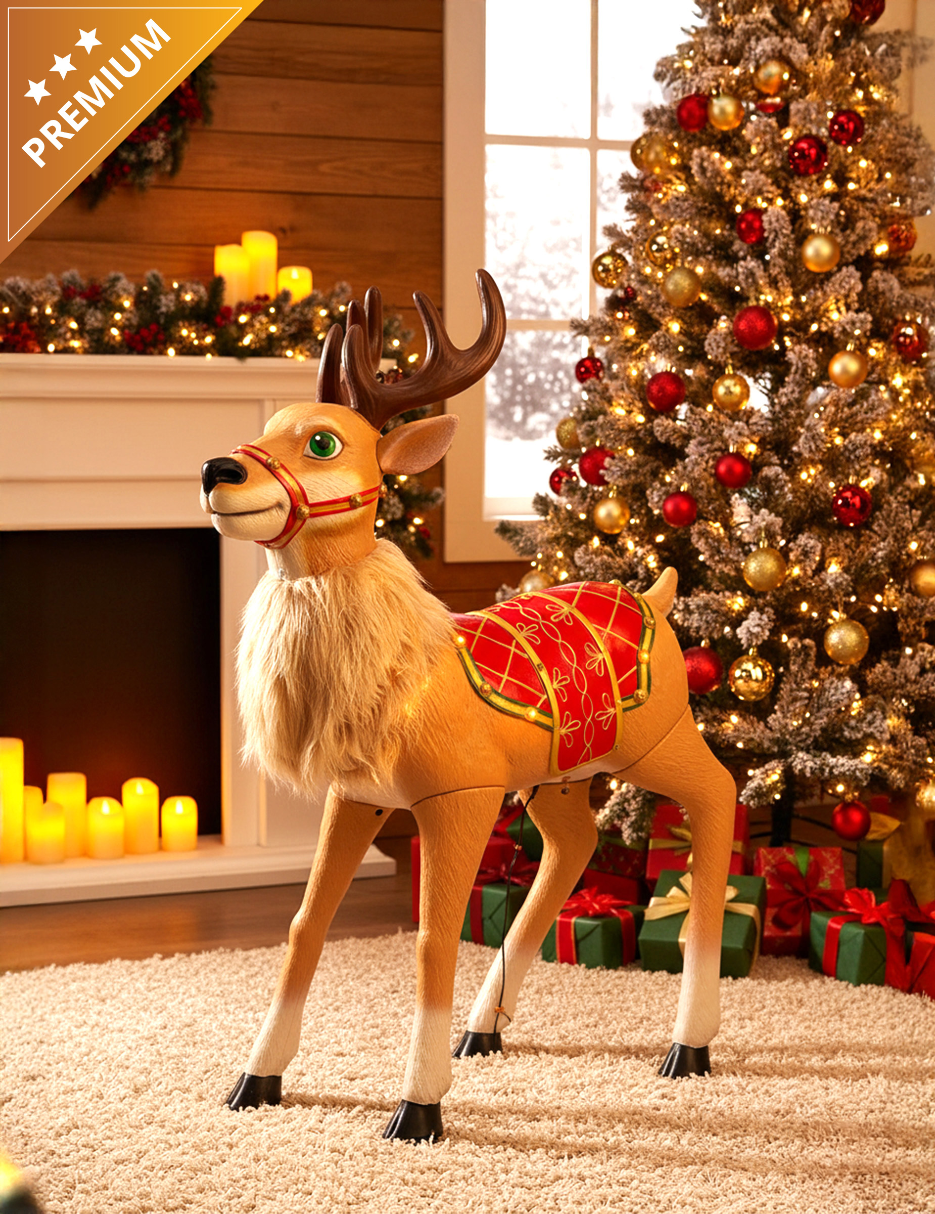 Décoration animée Renne fantaisiste de Noël 120 cm