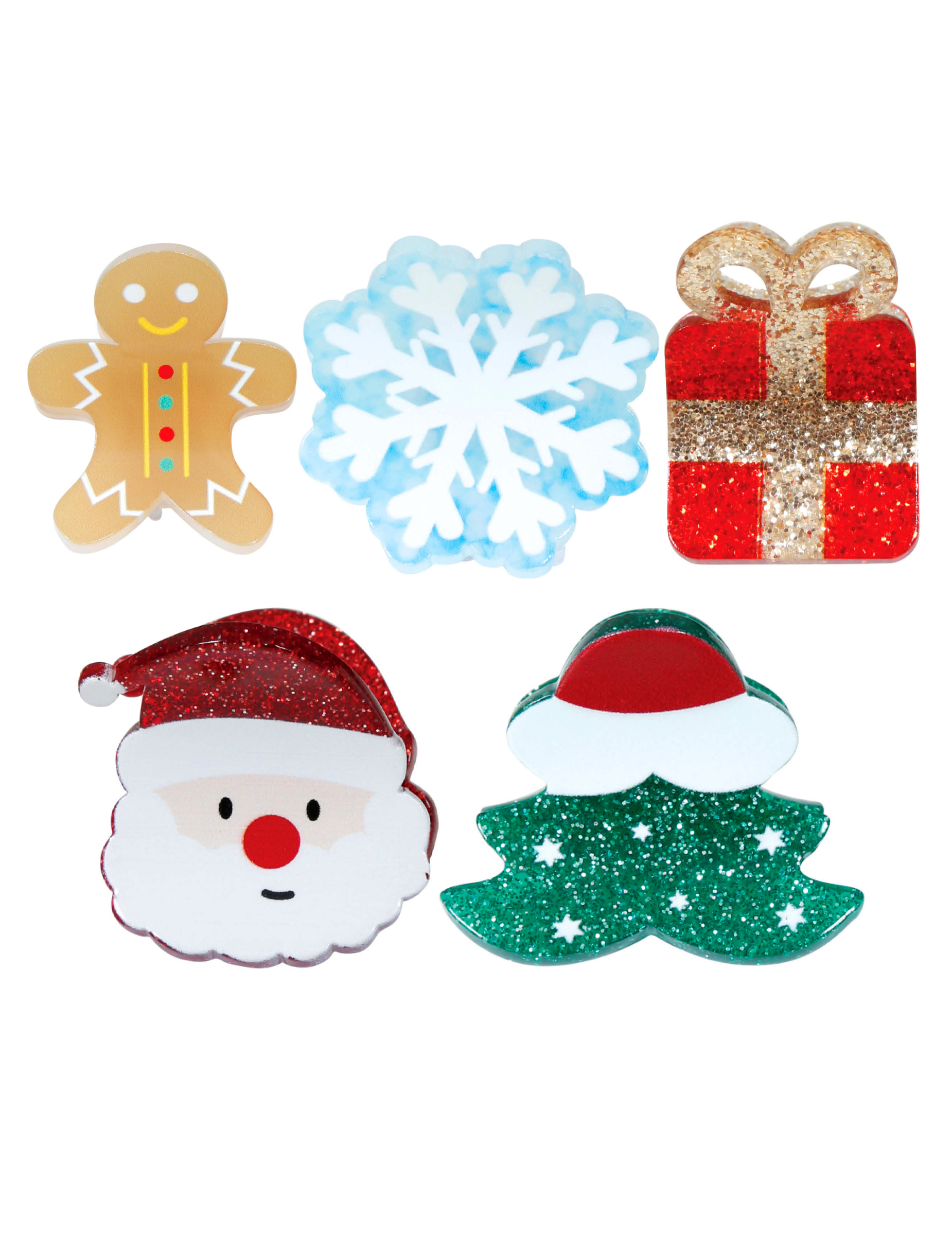 5 Pinces à cheveux de Noël à paillettes