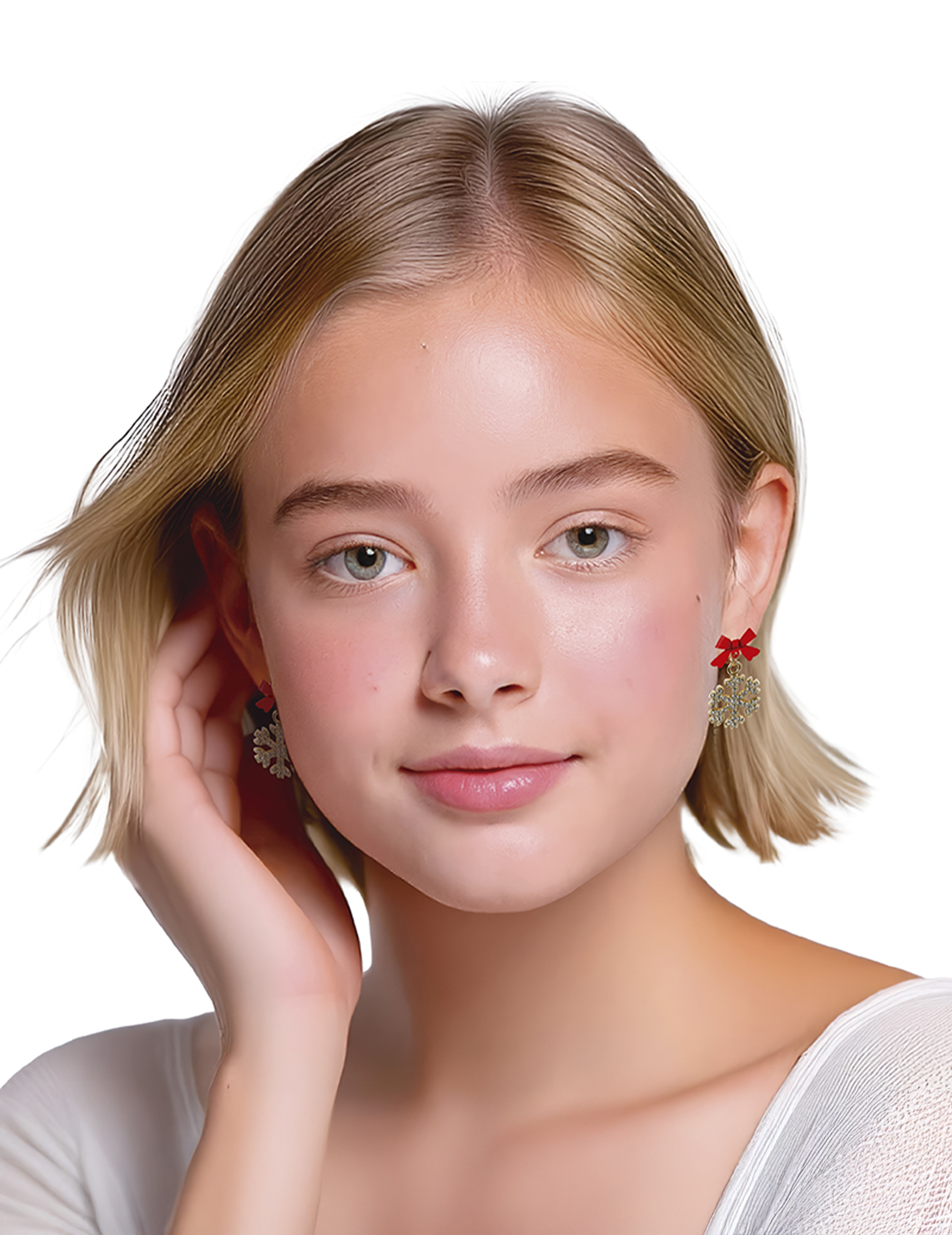 Boucles d'oreilles métalliques flocons de neige brillants