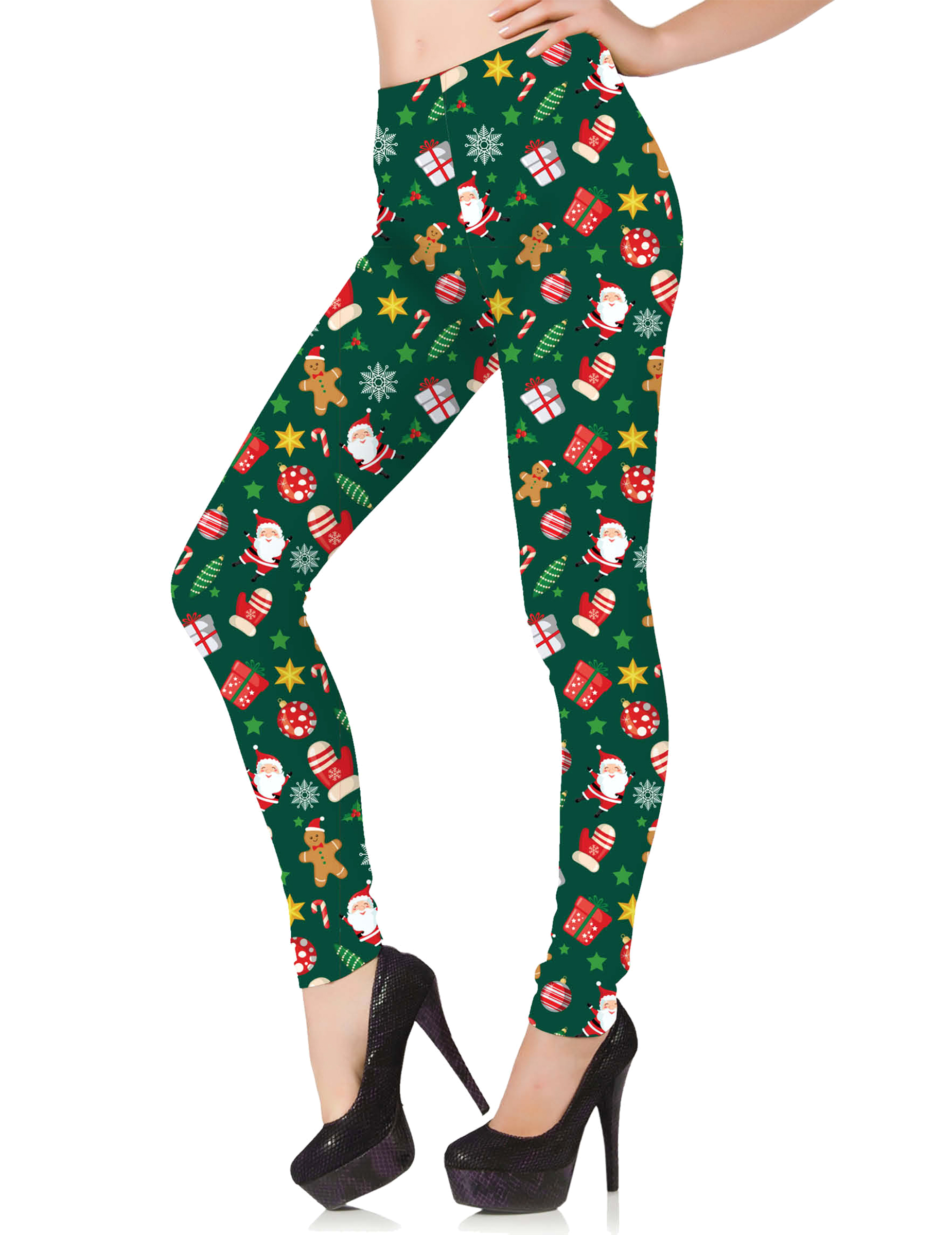 Legging vert à motifs de Noël femme