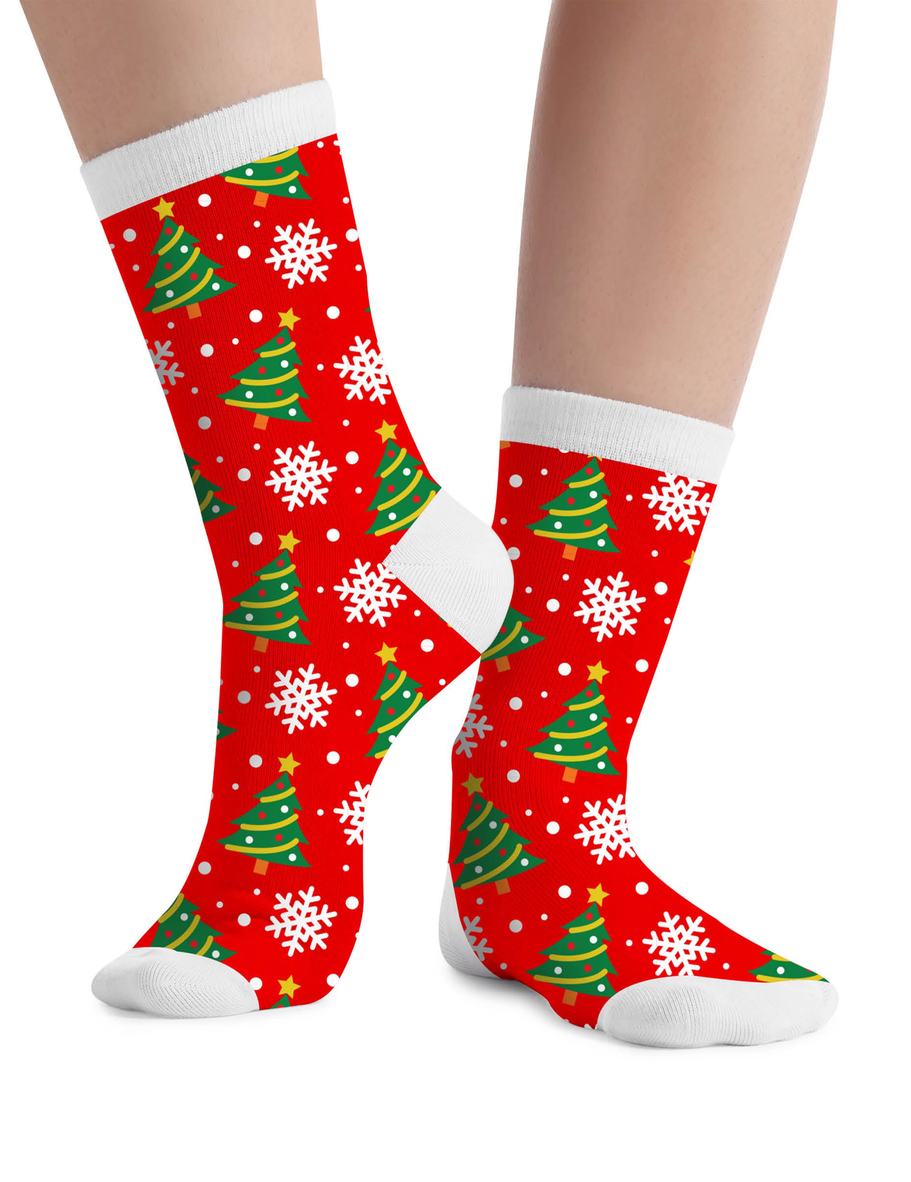 Chaussettes de Noël rouges motifs sapins adulte