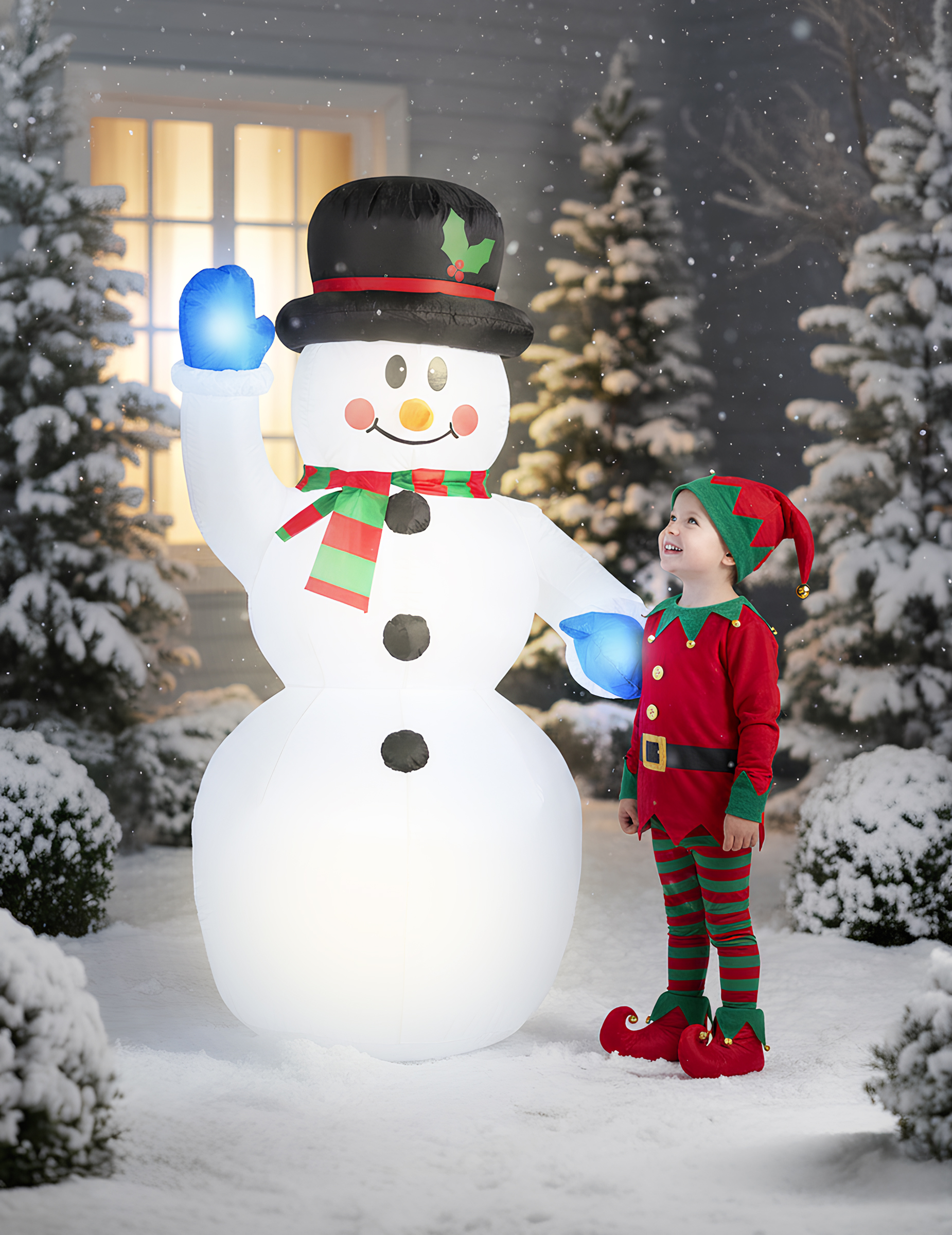 Décoration gonflable lumineuse bonhomme de neige 150 cm