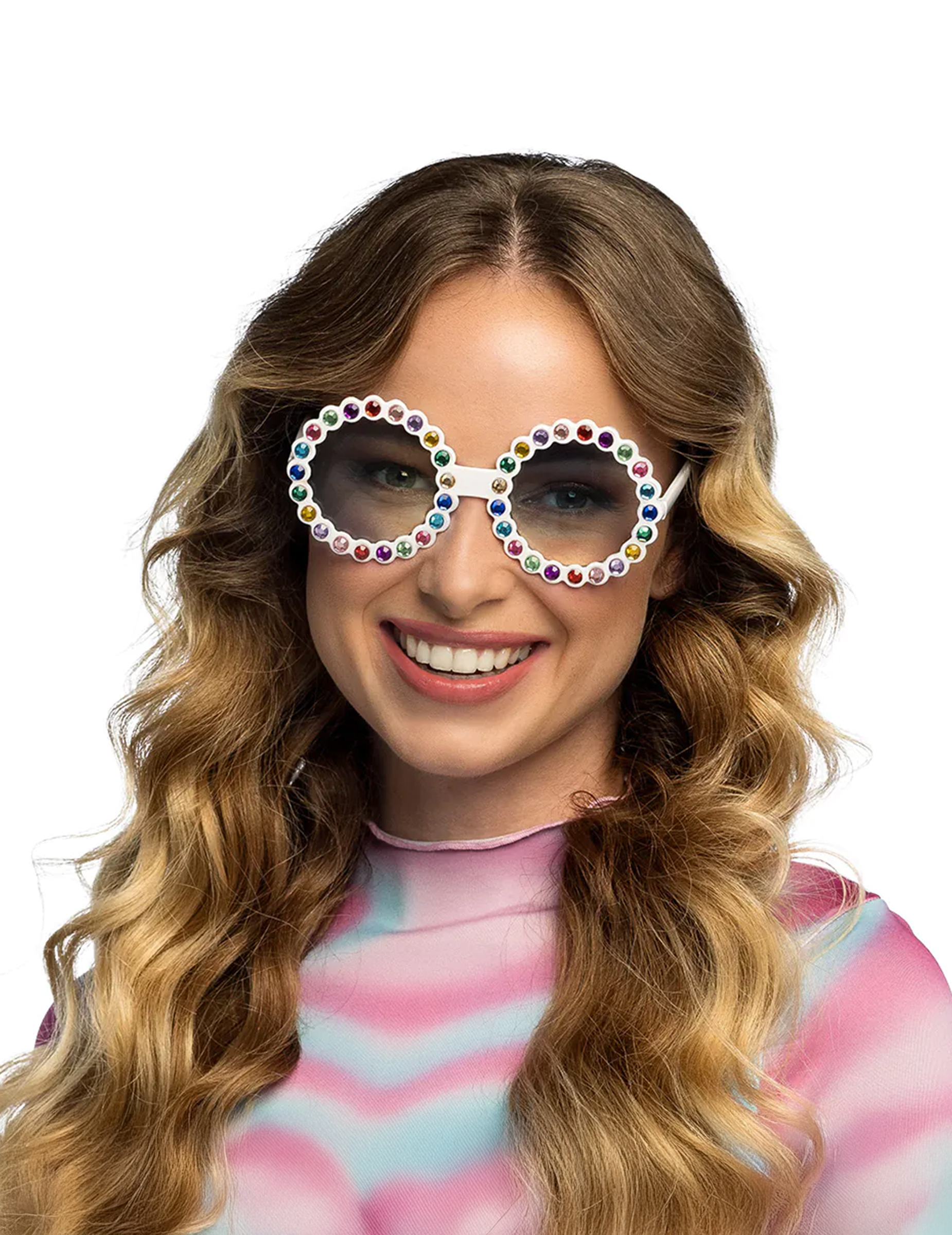 Lunettes rondes à strass multicolores
