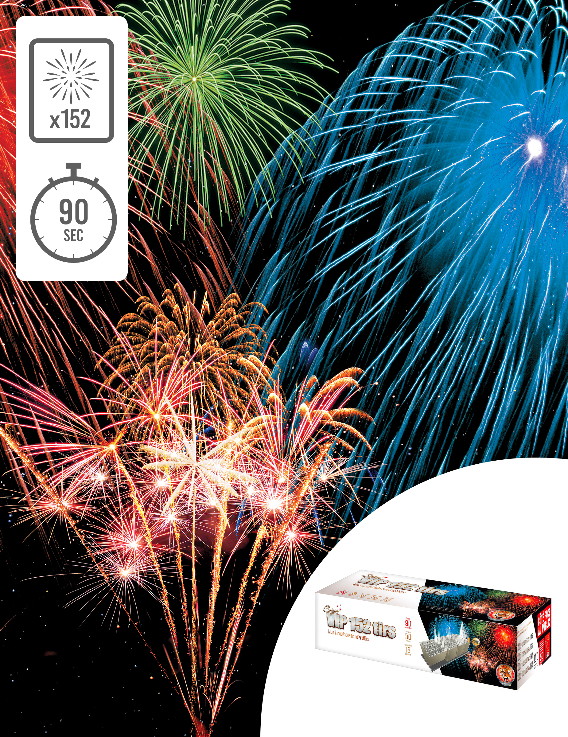 Feu d'artifice Soirée VIP® 152 tirs 90 sec