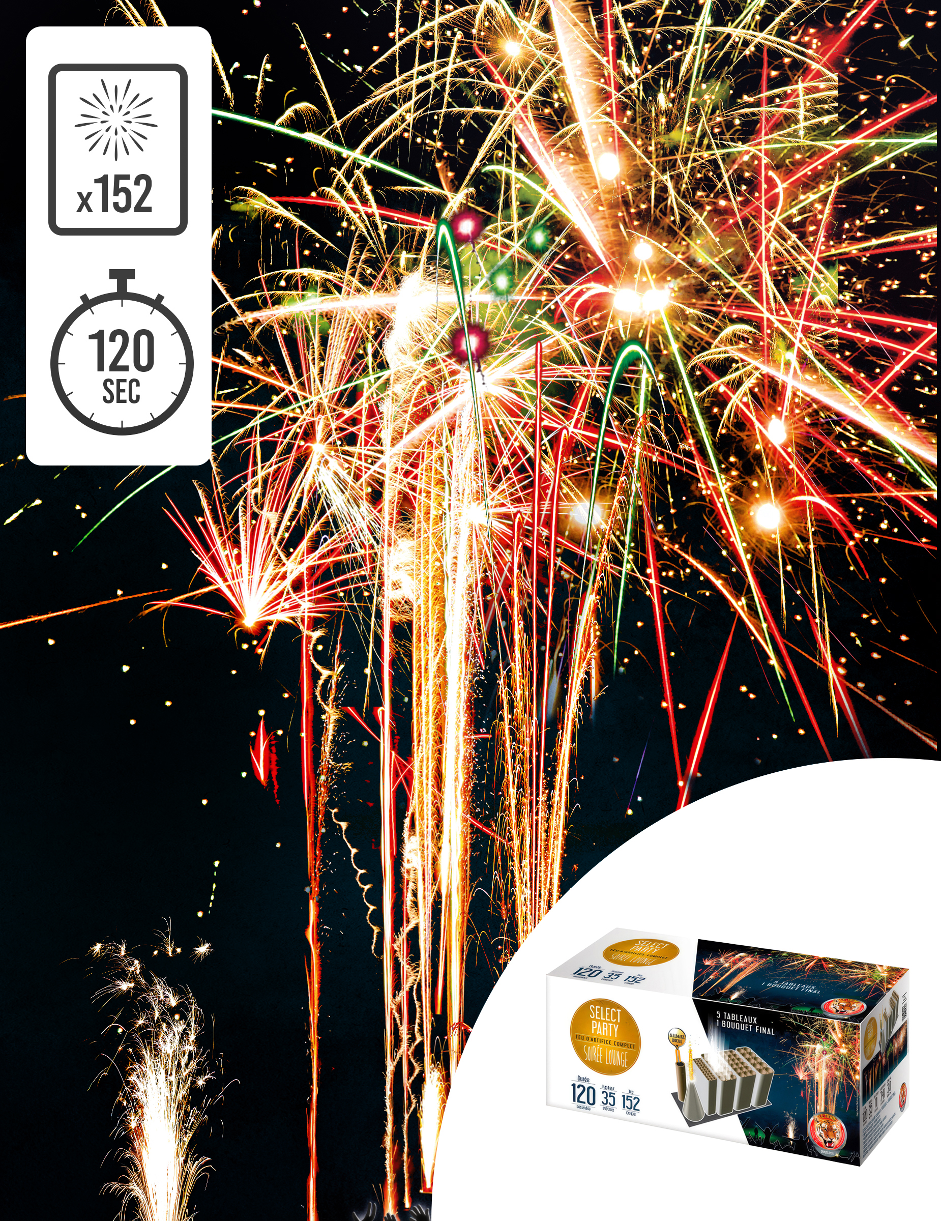 Feu d'artifice Soirée Lounge® 152 tirs 120 sec