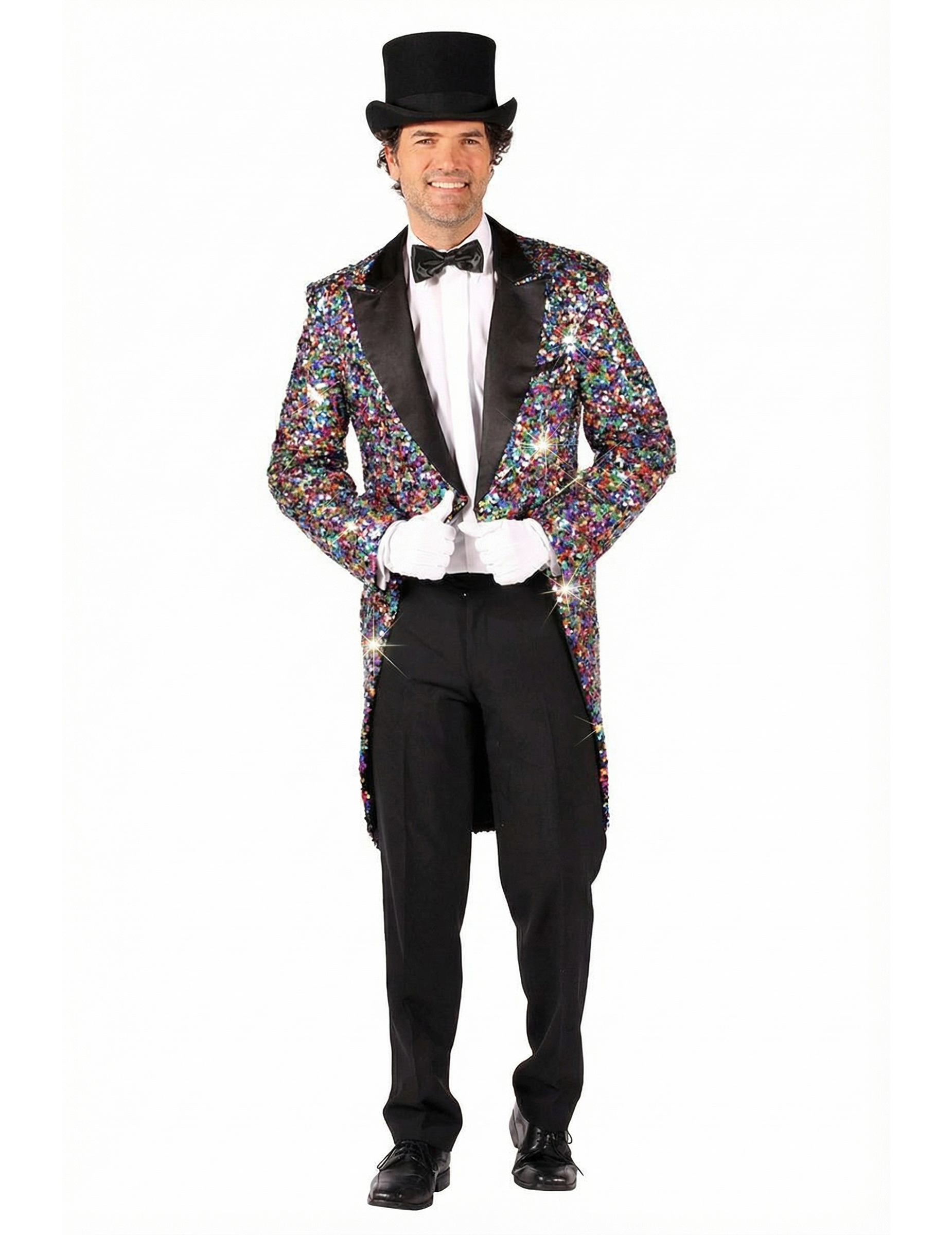 Déguisement veste Carnaval à paillettes multicolore homme
