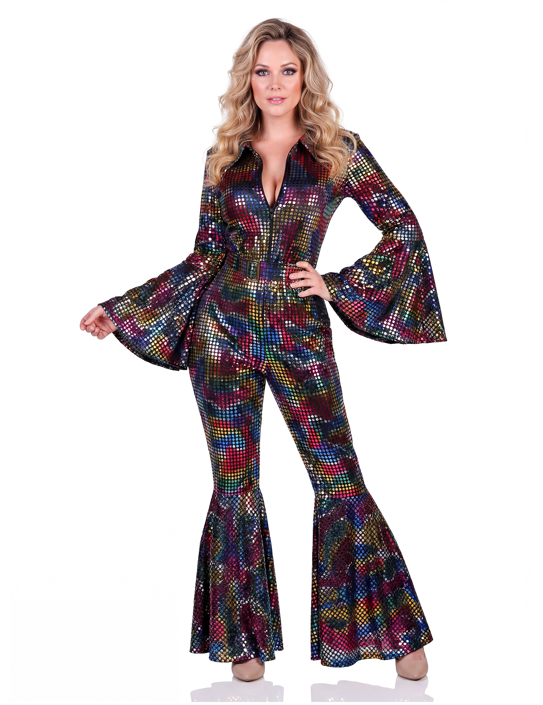 Combinaison femme disco multicolore haut de gamme