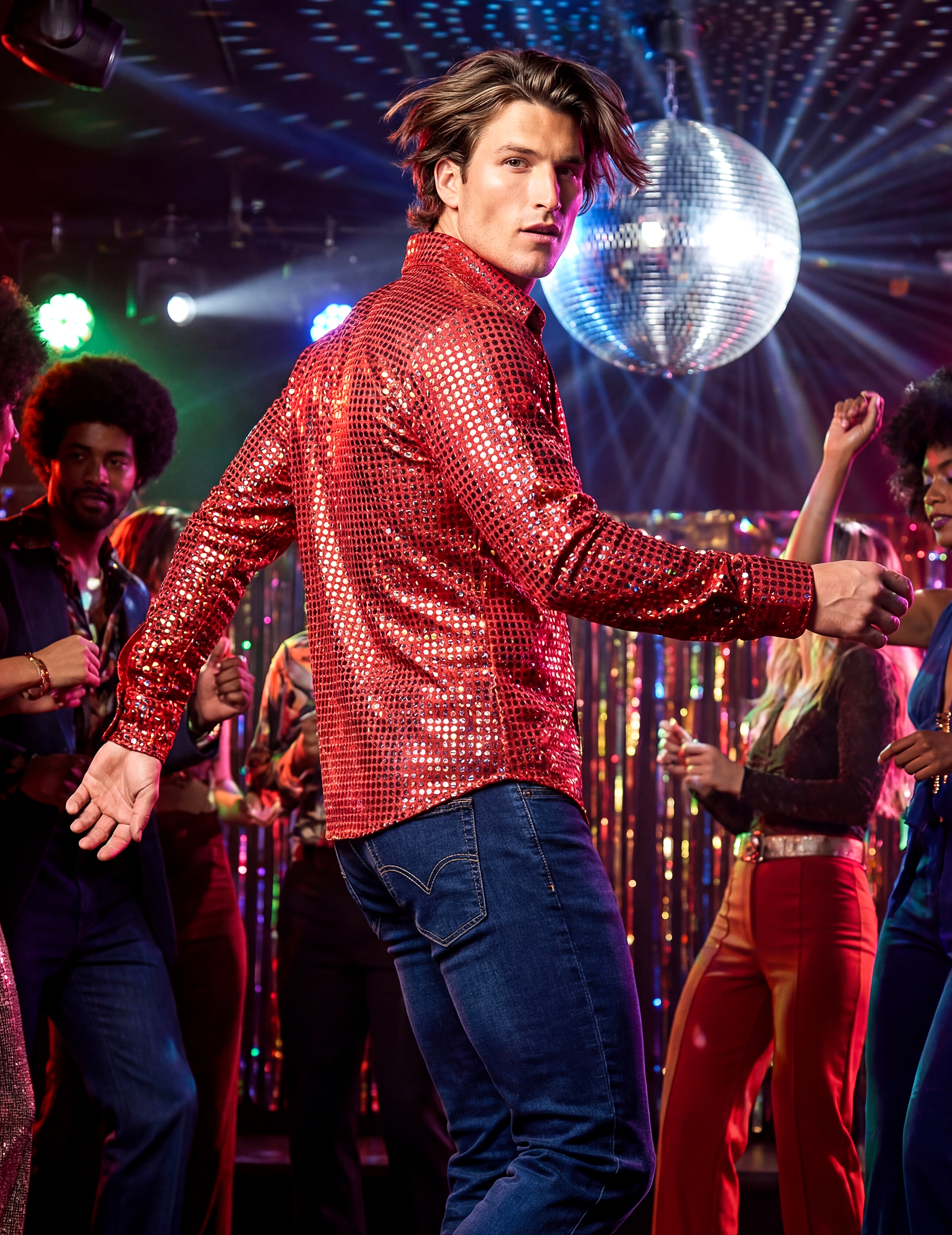 Chemise homme disco rouge haut de gamme