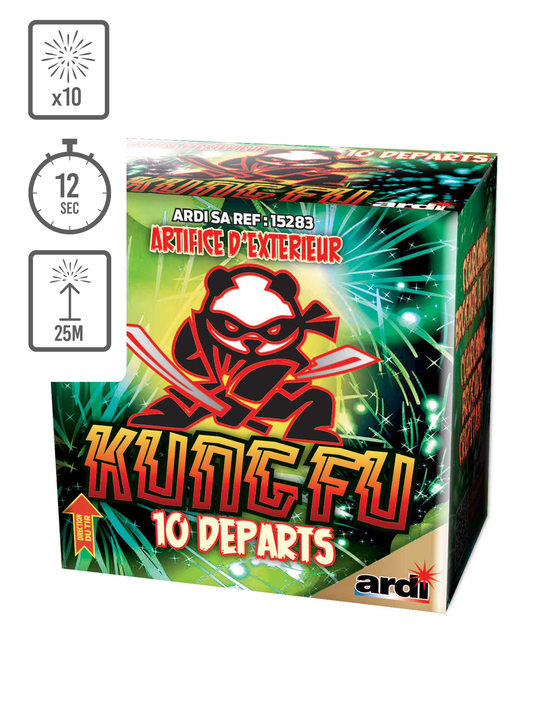 Feu d'artifice compact Kung-Fu®, 10 tirs, 12 secondes