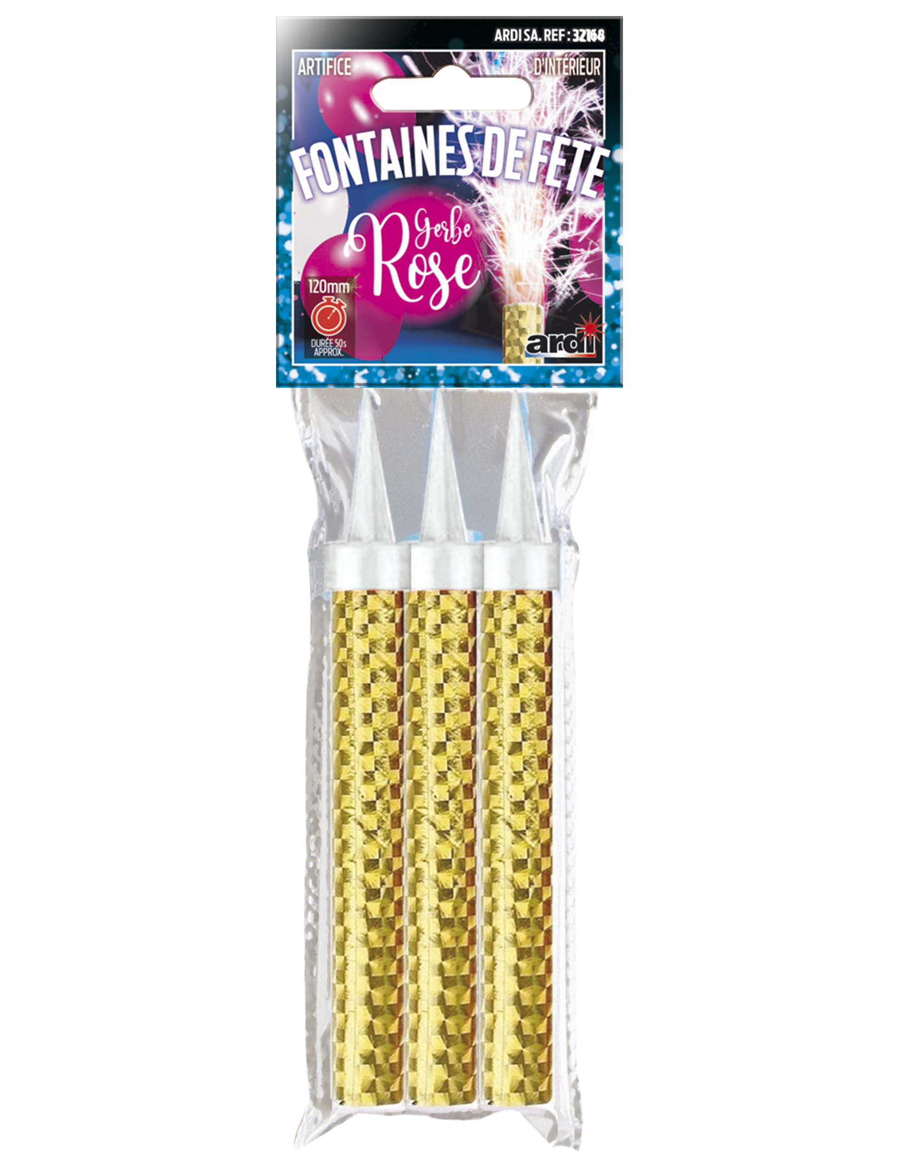 3 Fontaines scintillantes roses 12 cm 50 sec