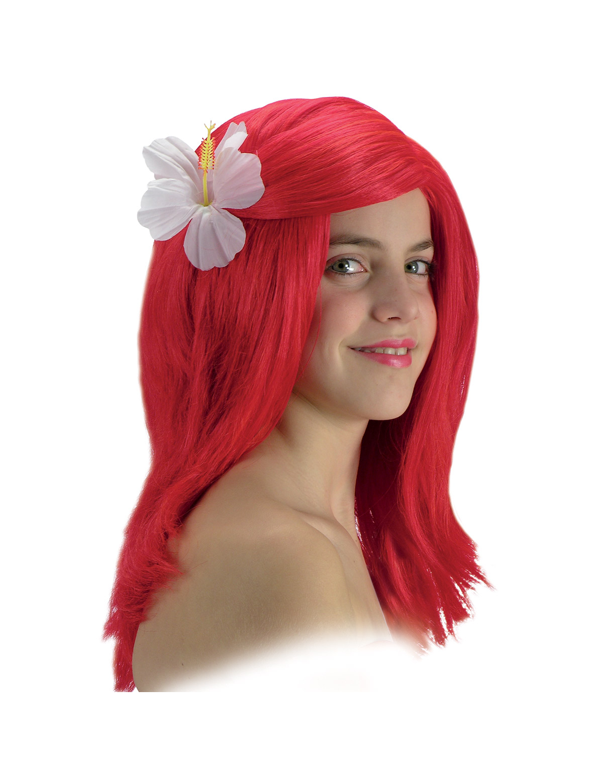 Perruque longue rouge sirène fille